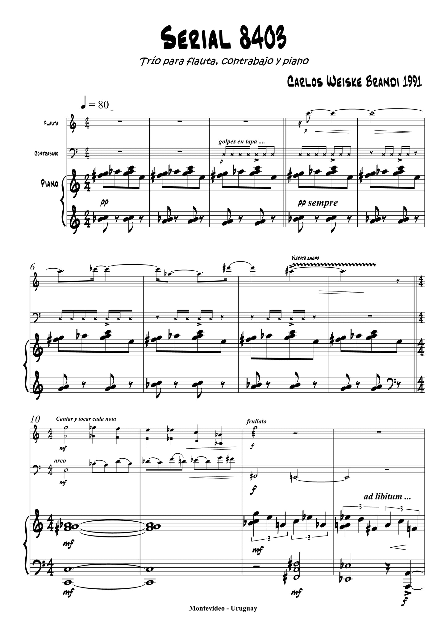 Carlos Weiske: SERIAL 8403 for flute, double bass, & piano