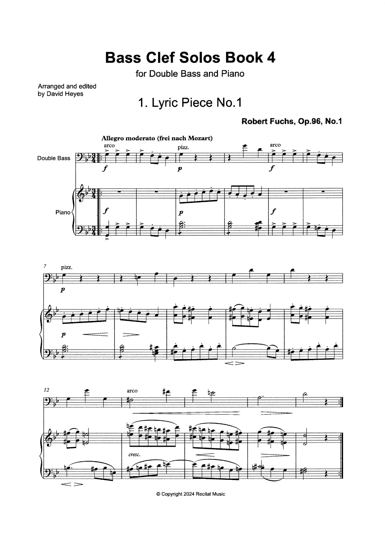 Bass Clef Solos Book 4: 10 pieces for double bass & piano (edited by David Heyes)