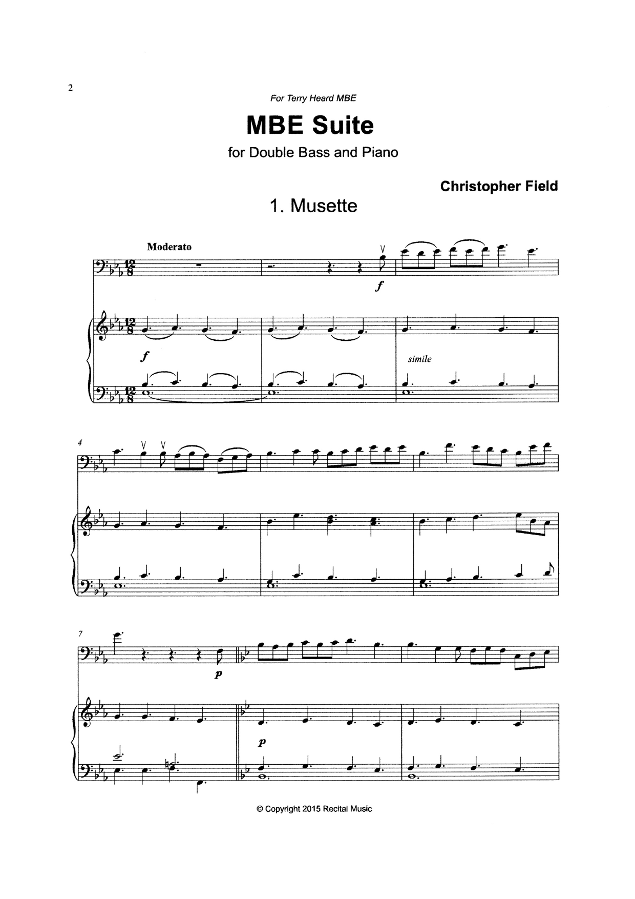 Christopher Field: First Concert Solos for double bass & piano