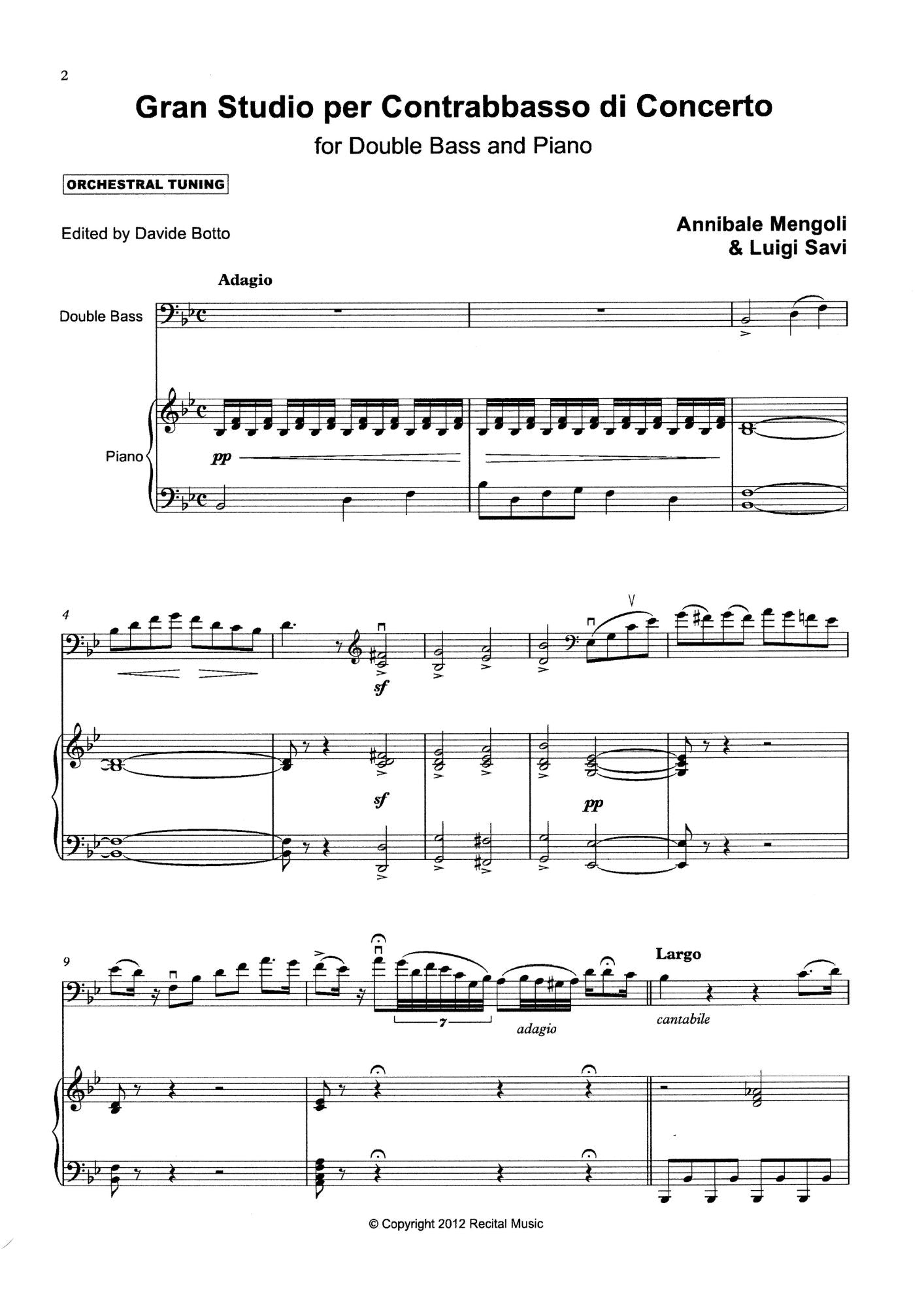 Annibale Mengoli & Luigi Savi: Gran Studio per Contrabbasso di Concerto for double bass & piano