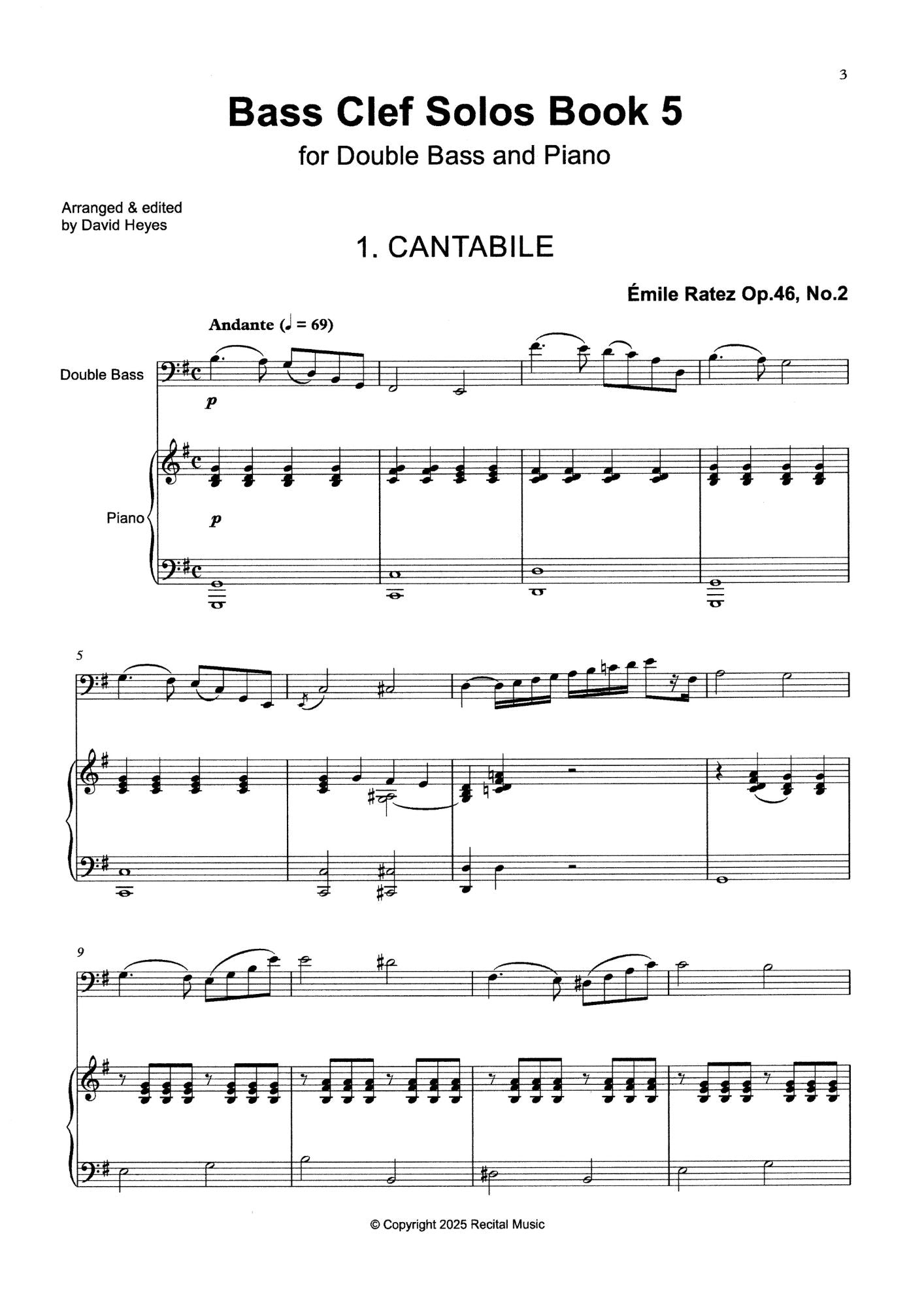 Bass Clef Solos Book 5: 10 Pieces for double bass & piano (edited by David Heyes)