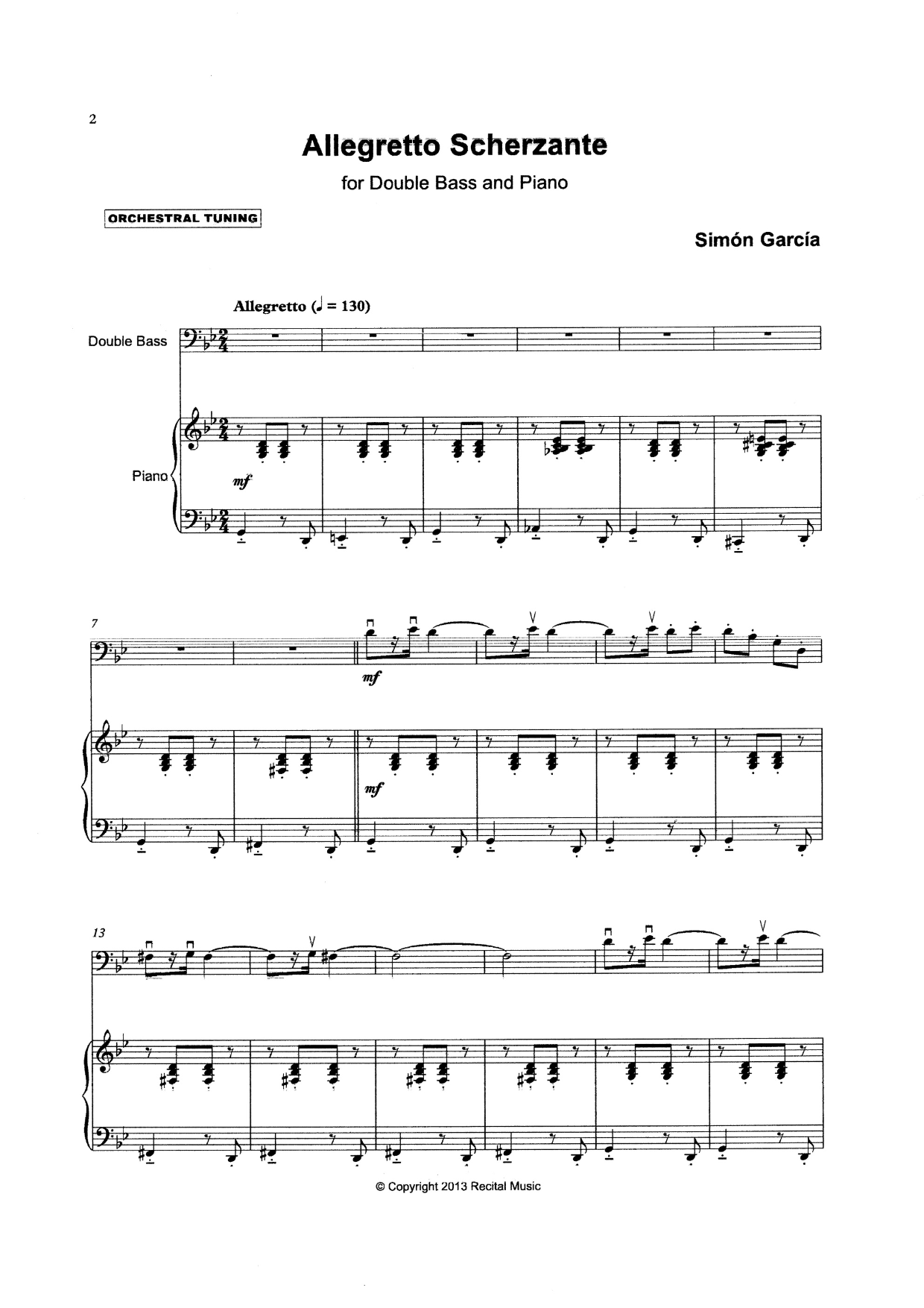 Simon Garcia: Allegretto Scherzante for double bass & piano