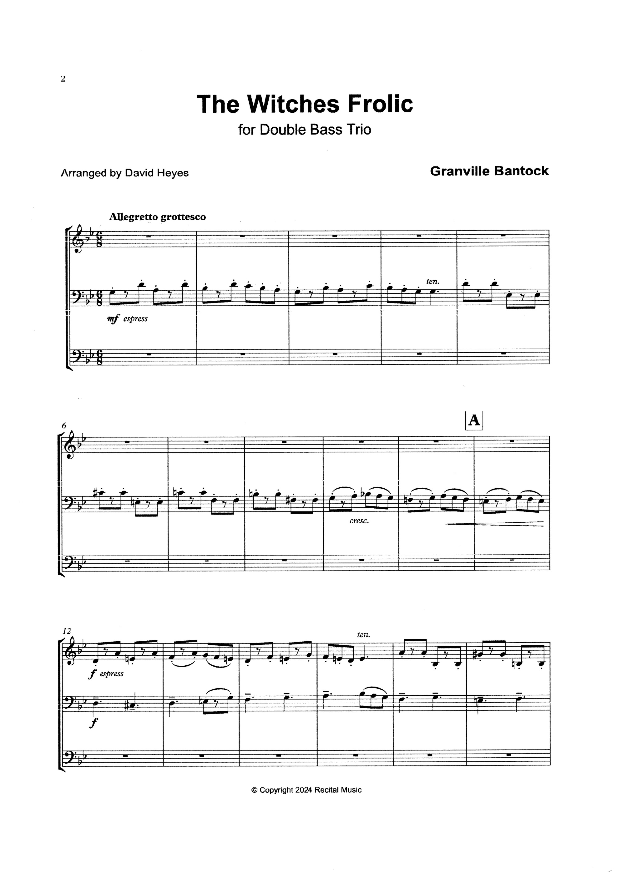 Granville Bantock: The Witches Frolic for double bass trio