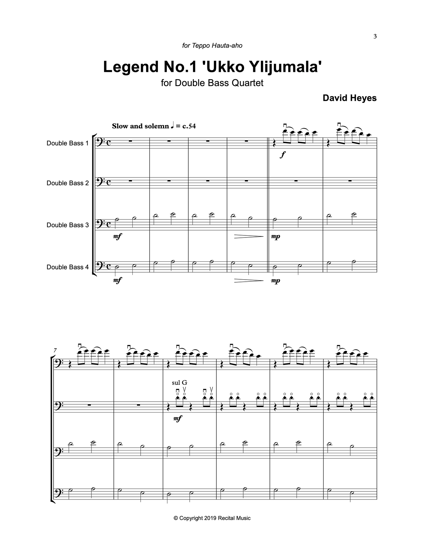 David Heyes: The Legends Collection for Beginner Bass Quartet