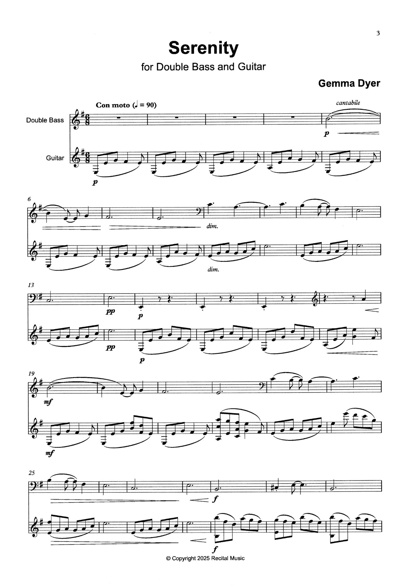 Gemma Dyer: Serenity for double bass & guitar