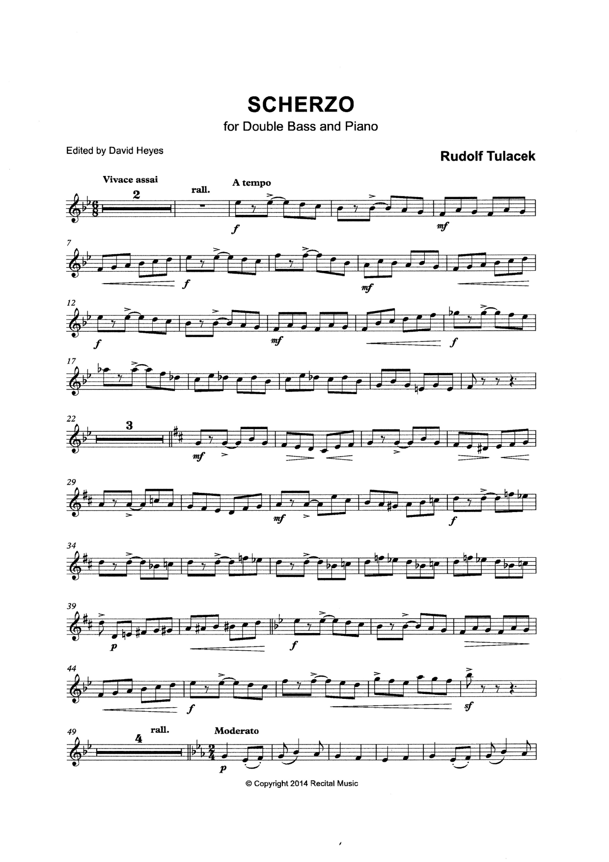 Rudolf Tulacek: Scherzo for Double Bass & Piano (ed. Heyes)