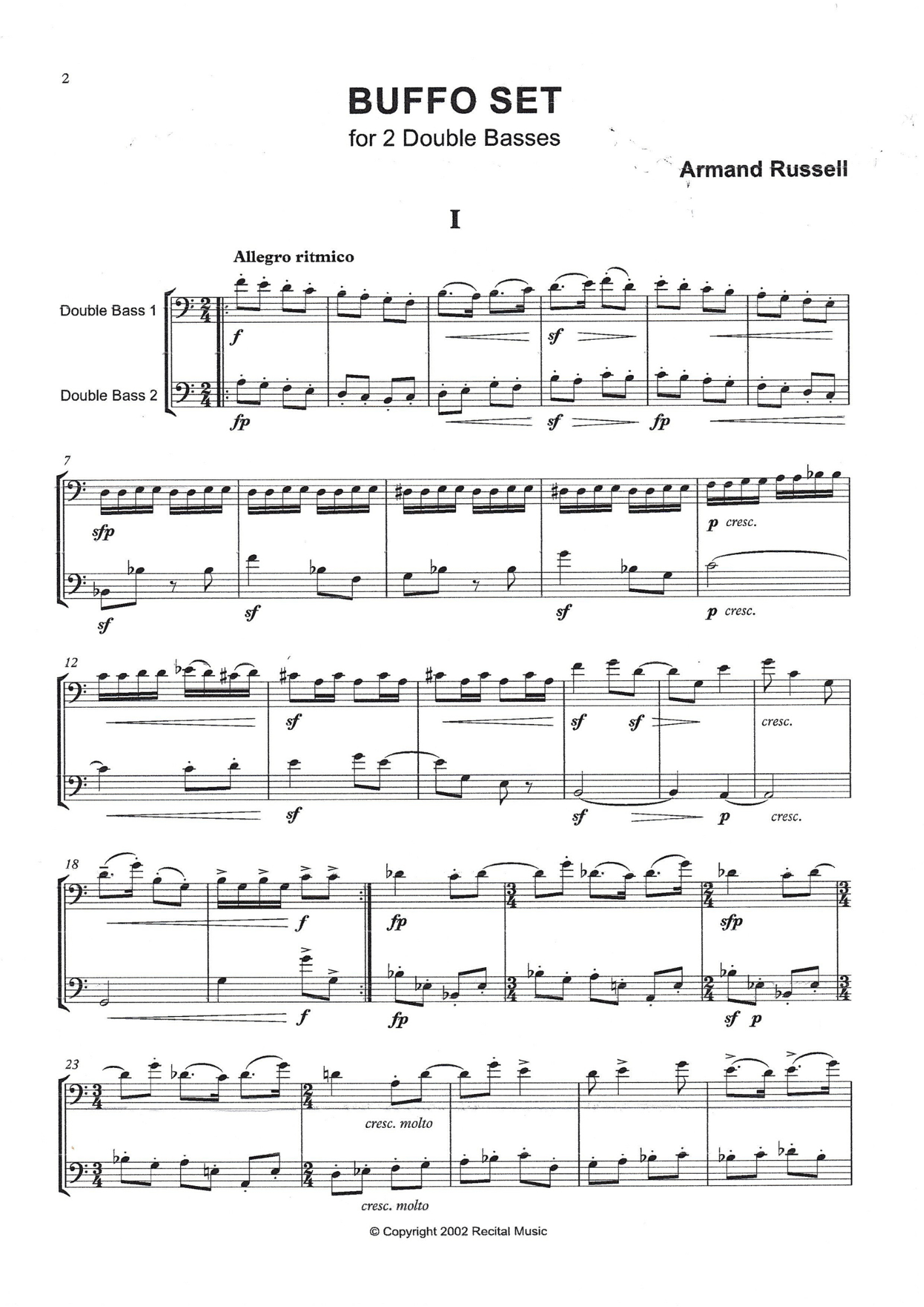 Armand Russell: Buffo Set for 2 double basses