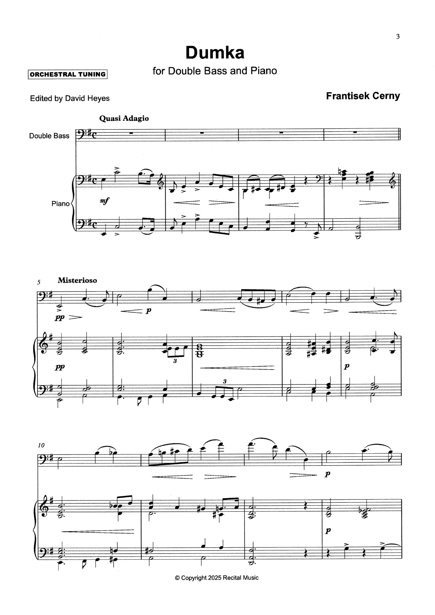 The Bohemian Bass: Book 3 for double bass & piano (ed. Heyes)