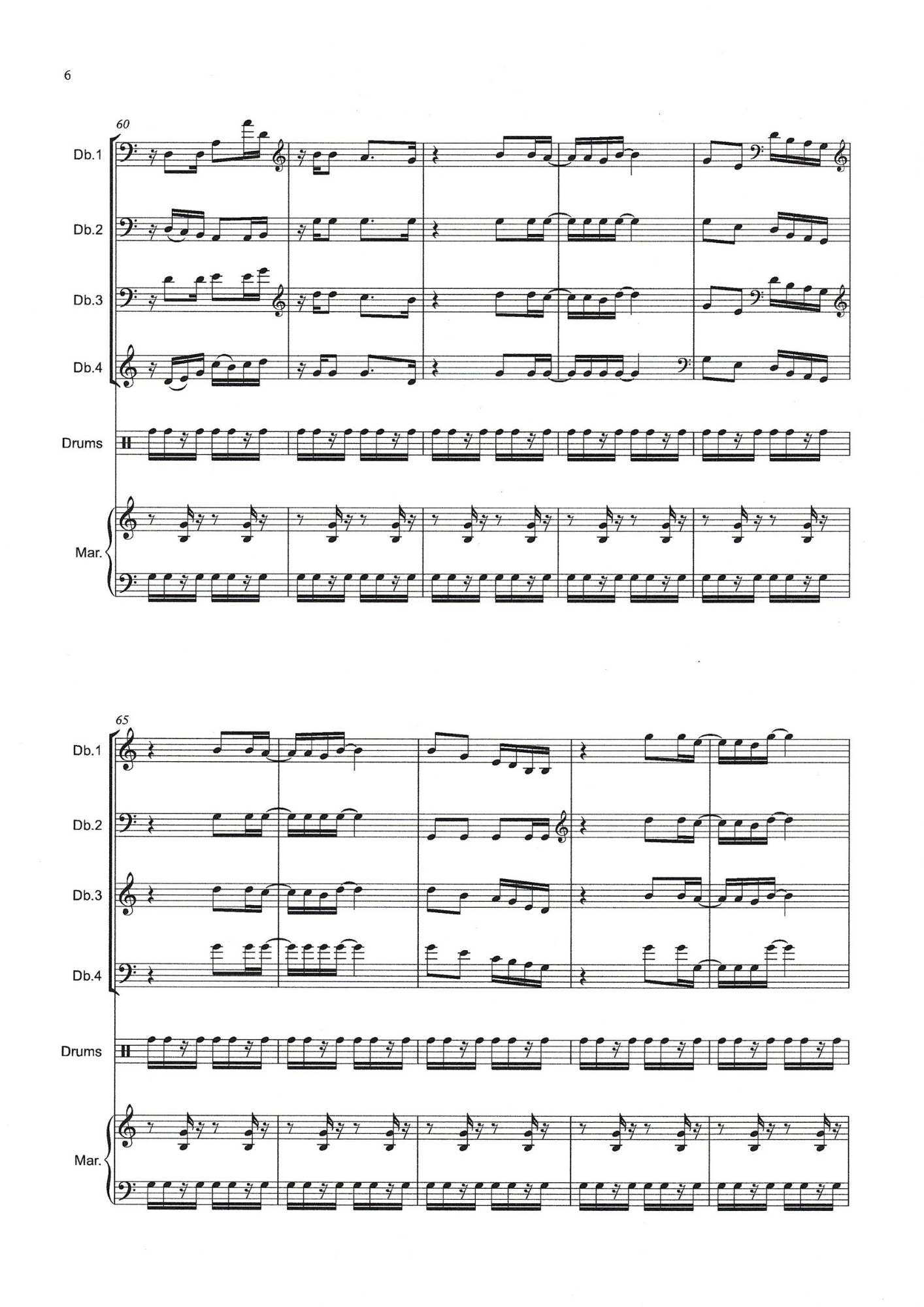 Tony Osborne: Marimba-Malimba! for double bass quartet and African drums or marimba