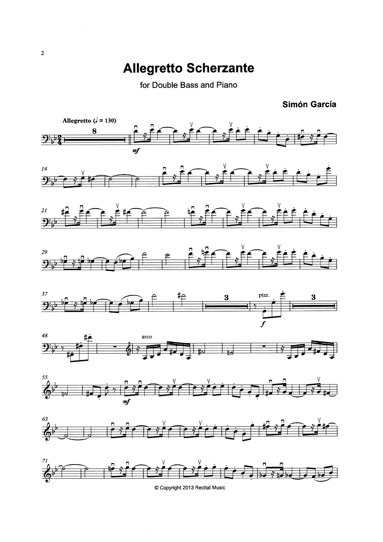 Simon Garcia: Allegretto Scherzante for double bass & piano