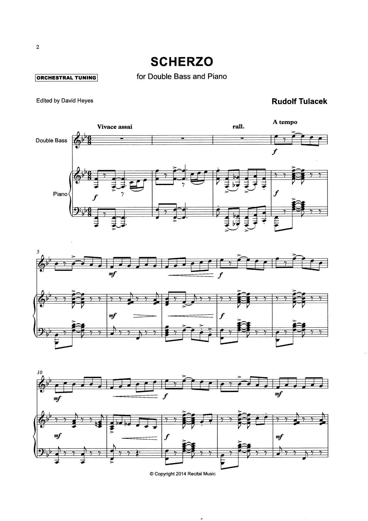 Rudolf Tulacek: Scherzo for Double Bass & Piano (ed. Heyes)