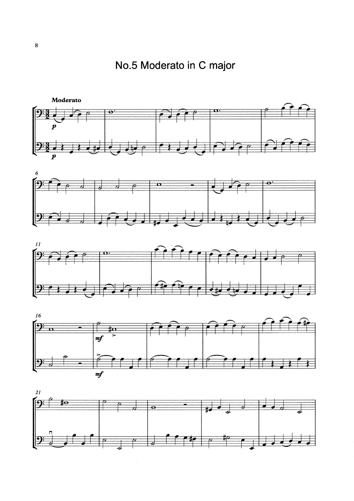 Frantisek Cerny: Bass Clef Duets Book 4: Nine Duets for 2 Double Basses