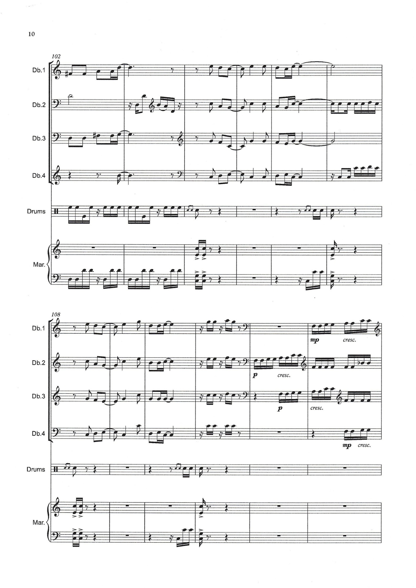 Tony Osborne: Marimba-Malimba! for double bass quartet and African drums or marimba