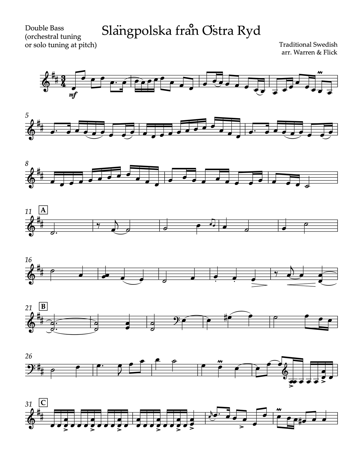 Warren & Flick: Slängpolska från Östra Ryd for Violin and Double Bass