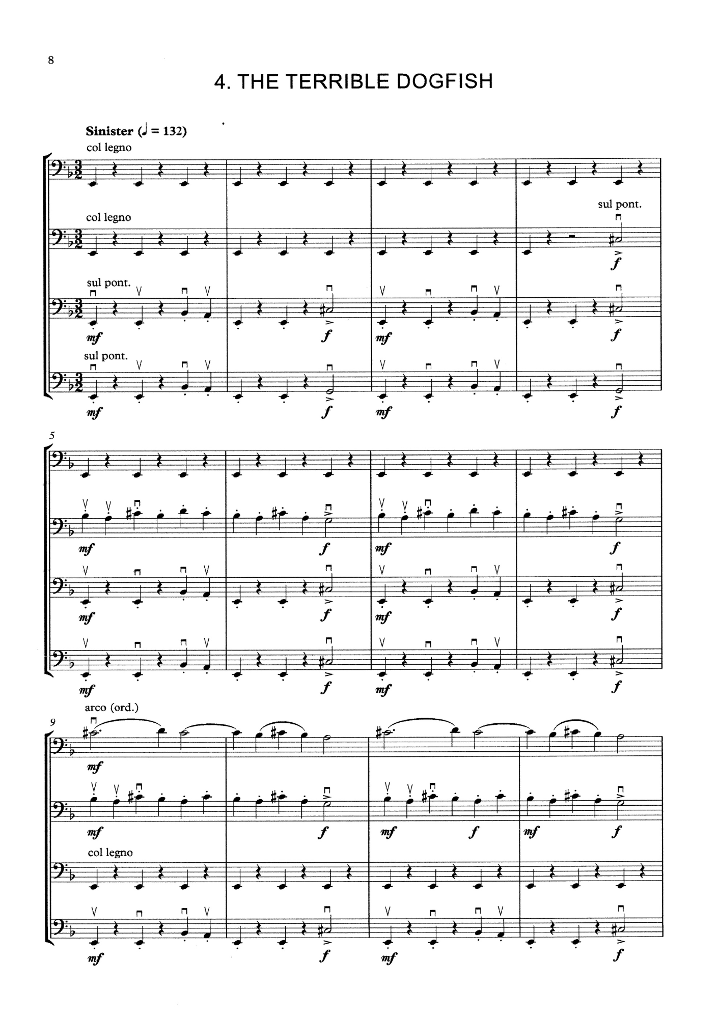 Michael Montgomery: The Adventures of Pinocchio for double bass quartet