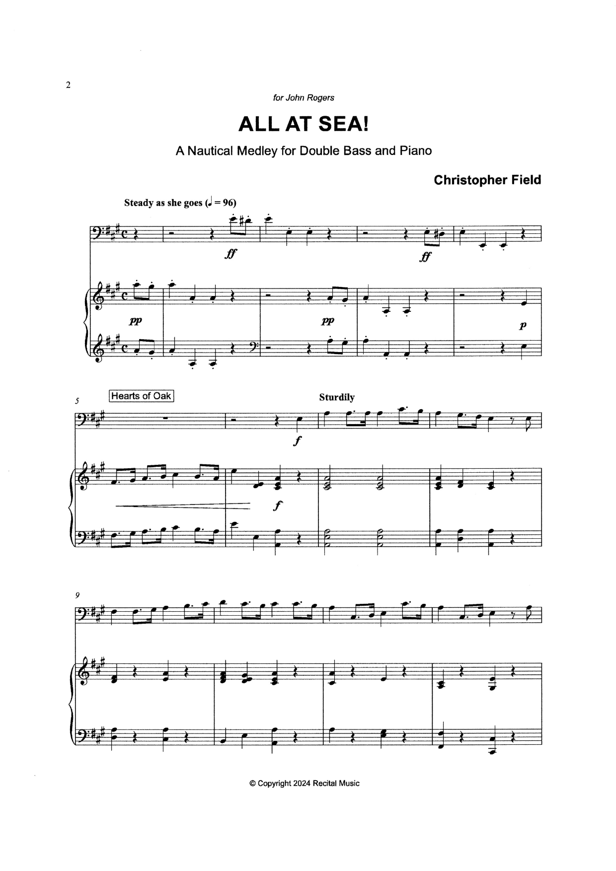 Christopher Field: First Concert Solos for double bass & piano