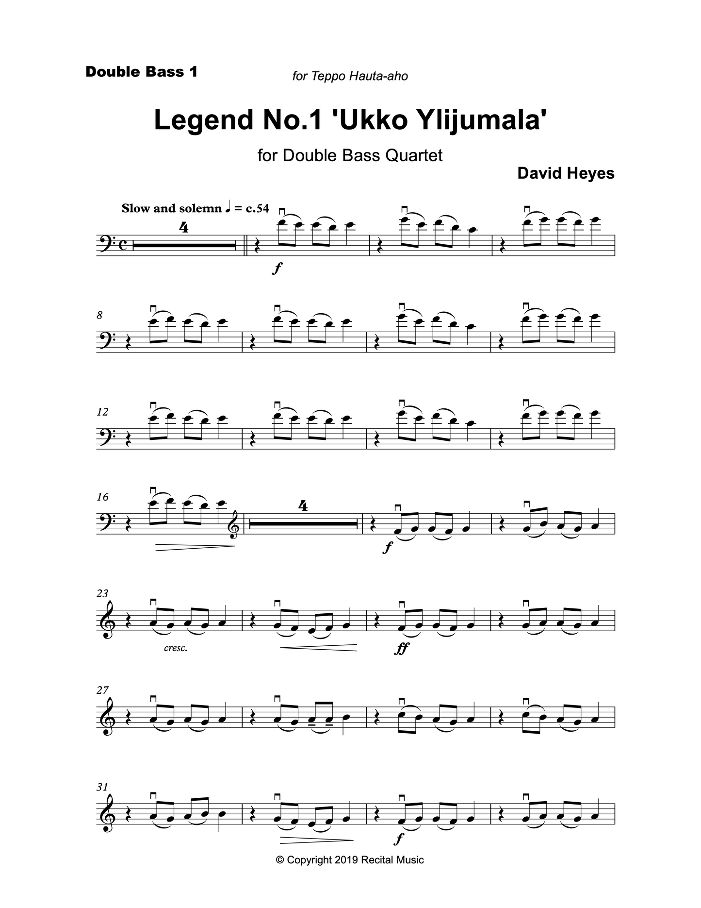 David Heyes: The Legends Collection for Beginner Bass Quartet