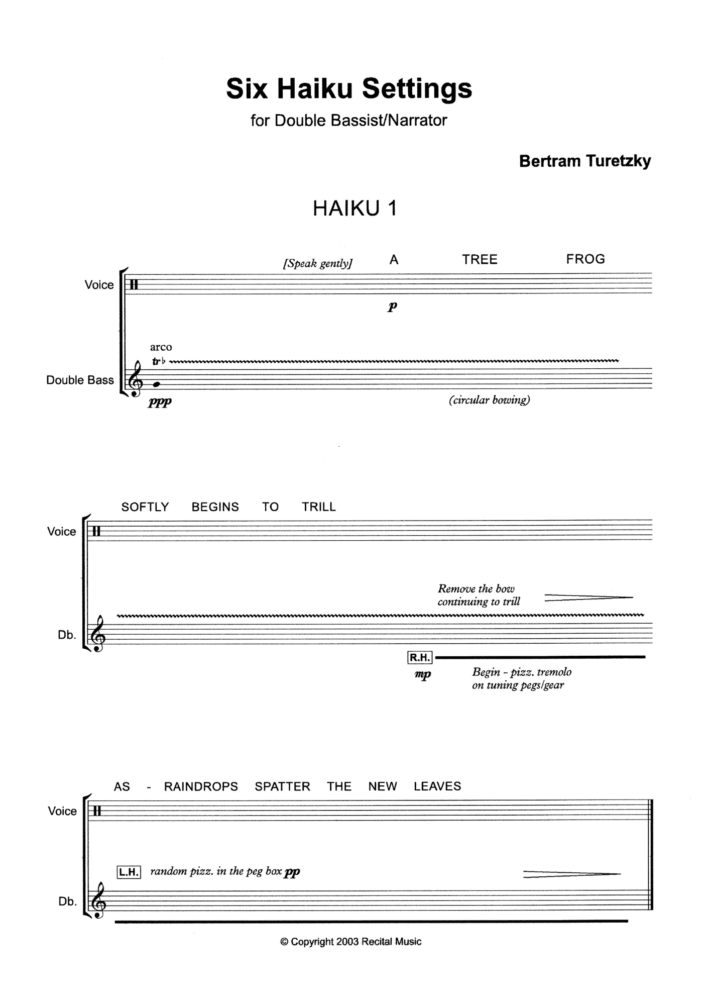 Bert's Bass Book for Unaccompanied Double Bass