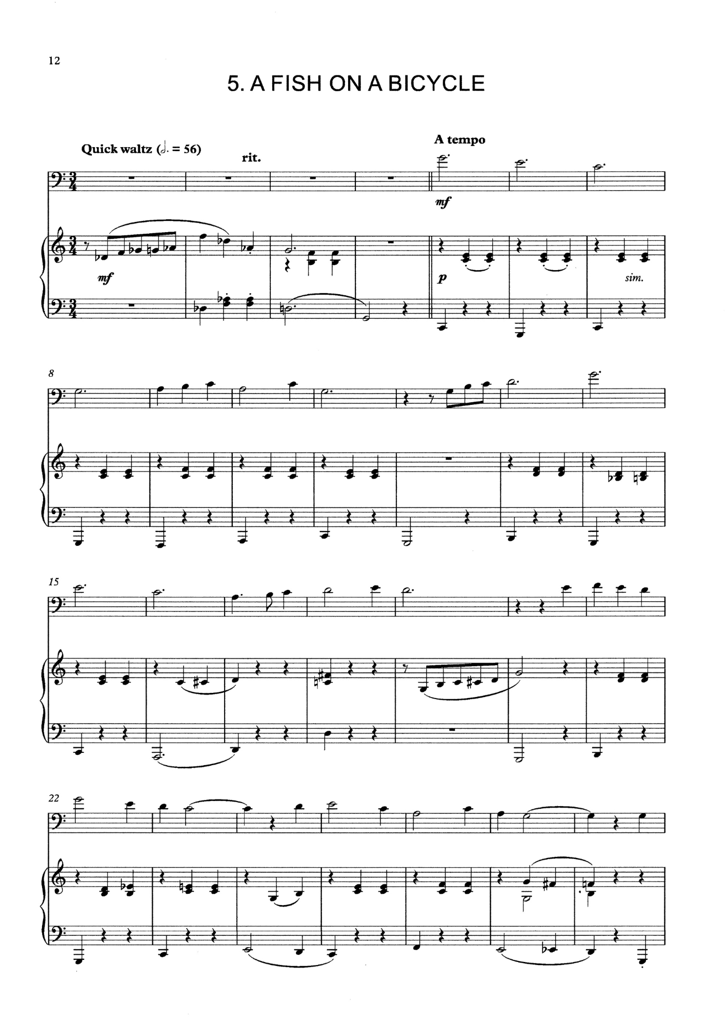 Humphrey Clucas: Song & Dance: Five Miniatures for double bass & piano