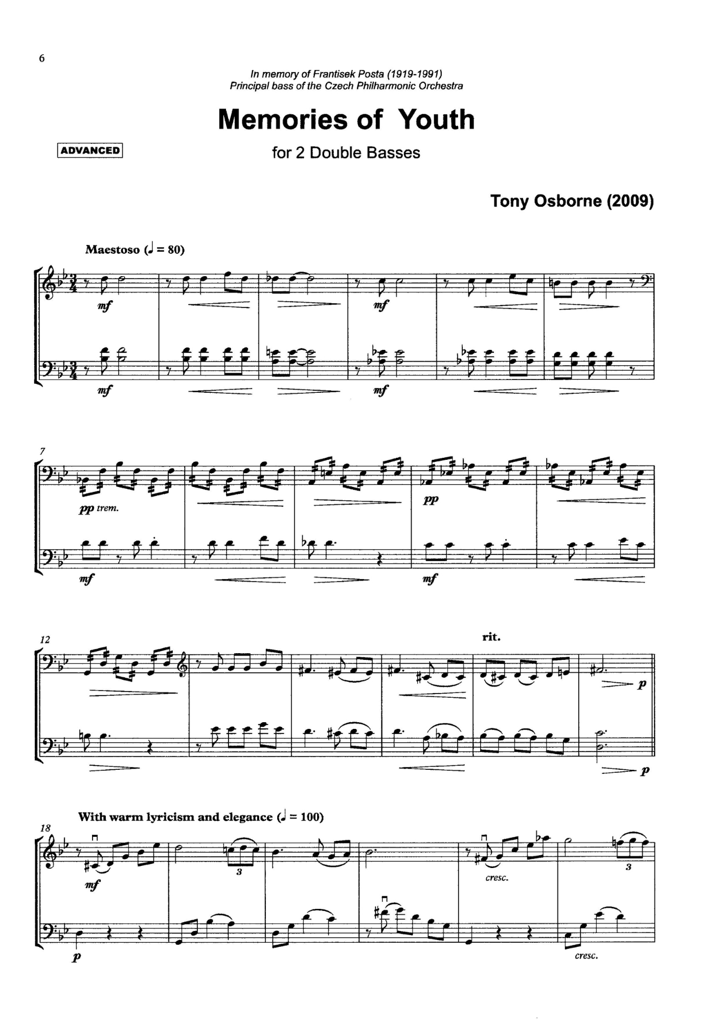 Tony Osborne: TWO in TIME, Duets for 2 double basses