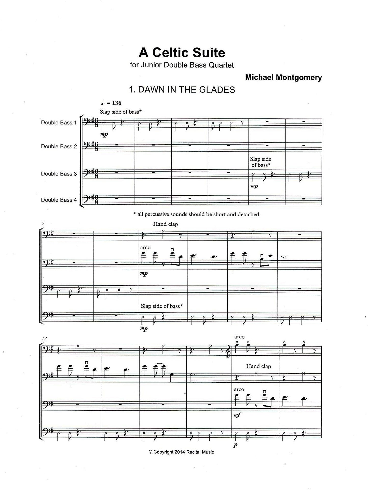 Michael Montgomery: A Celtic Suite for double bass quartet