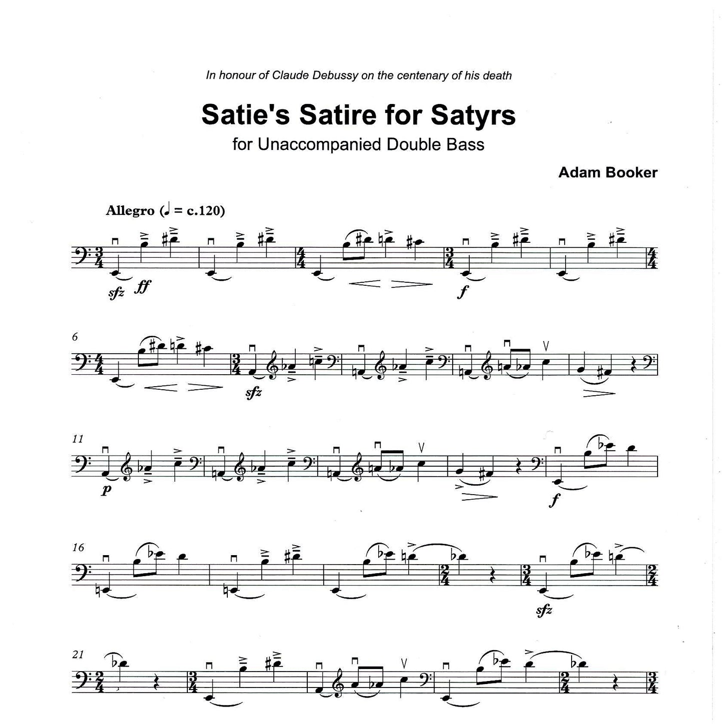 Adam Booker: Two for One: Two Pieces for Unaccompanied Double Bass