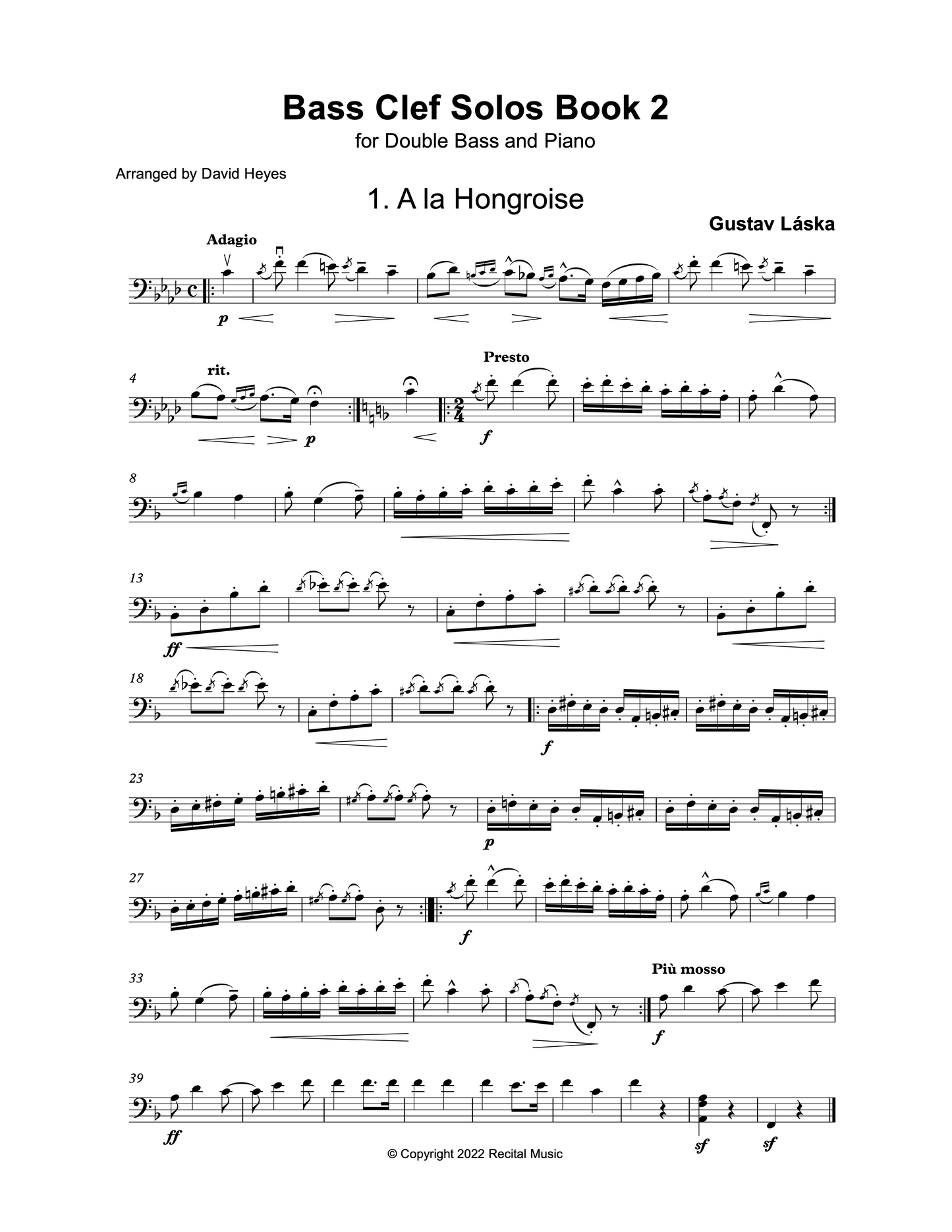 The Complete Bass Clef Solos for double bass & piano (ed. David Heyes)