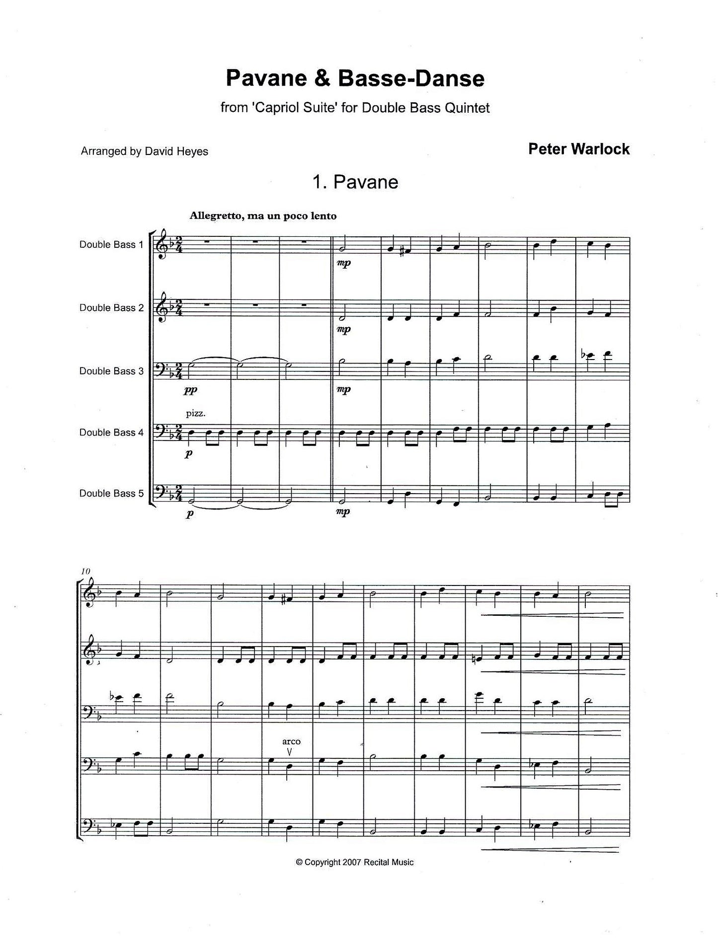 Bass Quintets Book 1 for double bass quintet (arr. David Heyes)