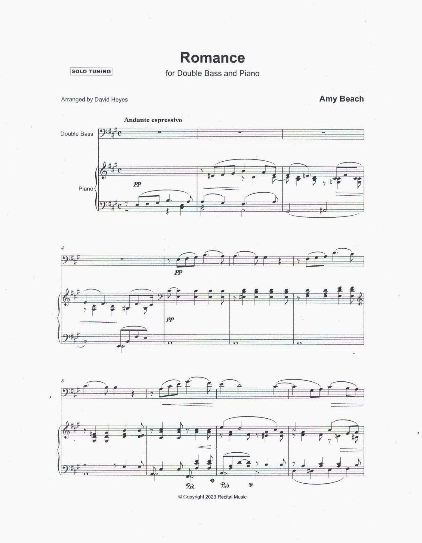 Amy Beach: Romance for double bass and piano (arr. David Heyes)