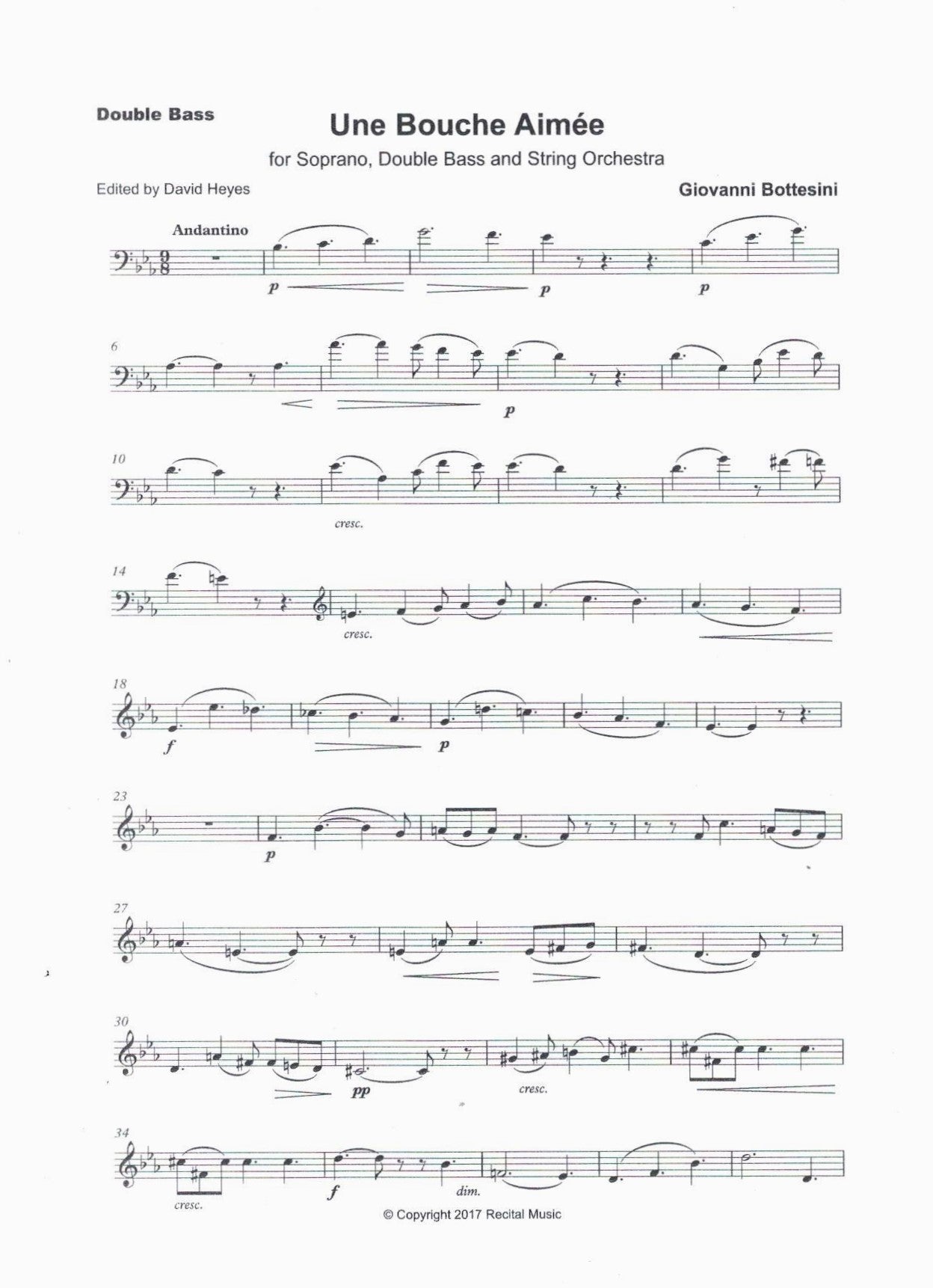 Bottesini: Une Bouche Aimée for soprano, double bass & string orchestra