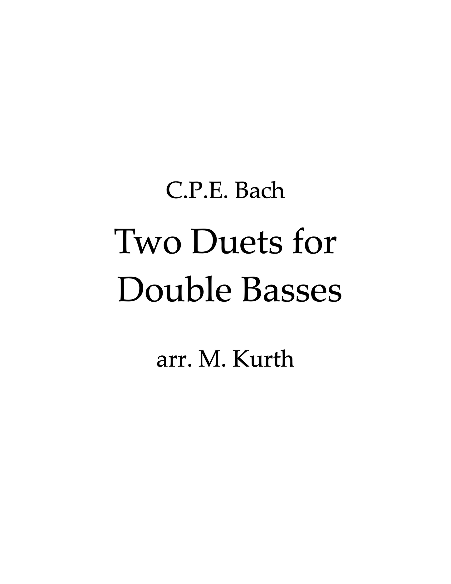 CPE Bach: Two Duets for 2 Double Basses (arr. by Michael Kurth)