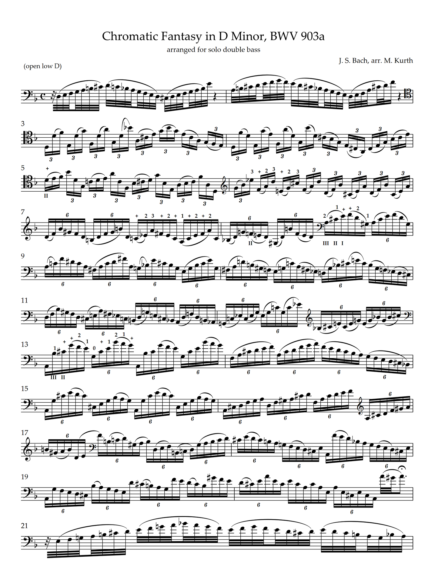 J.S. Bach: Chromatic Fantasy in D Minor, BWV 903a, for solo double bass (Kurth)