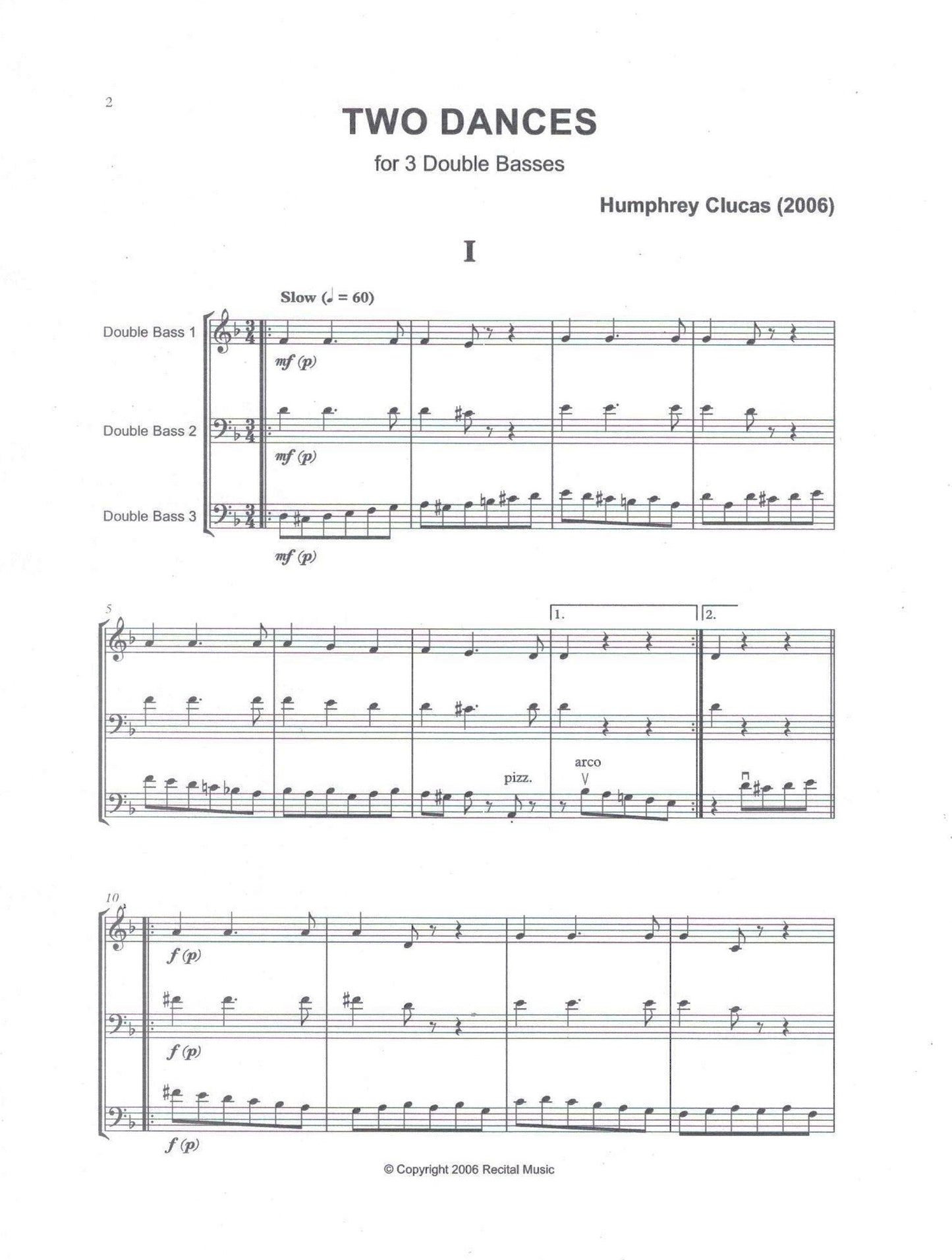 Humphrey Clucas: Bass Trios for 3 double basses