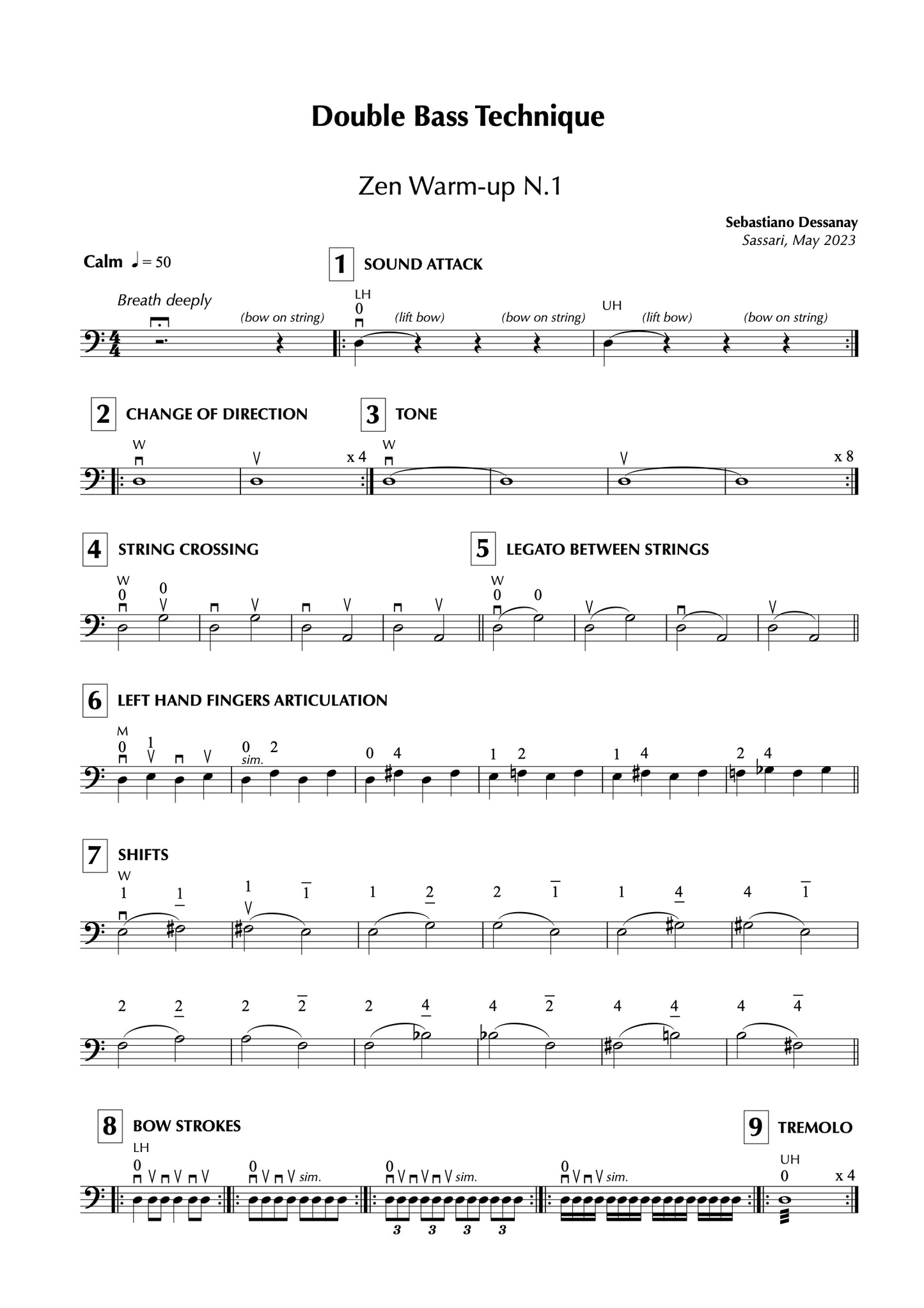 Sebastiano Dessanay: Double Bass Technique, Zen Warm-Up N.1