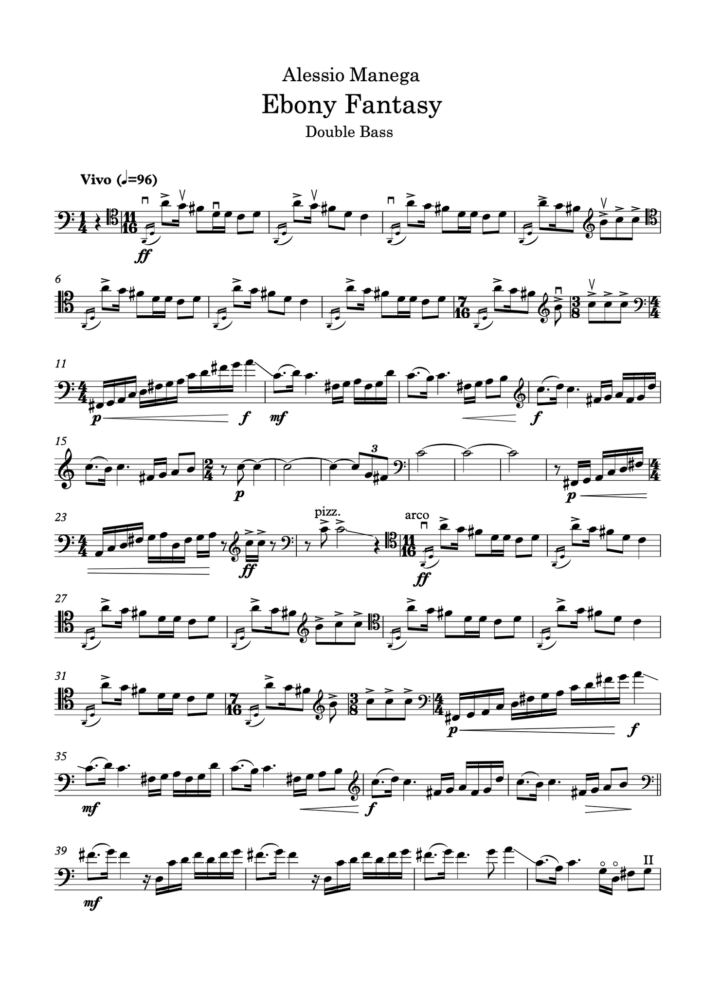 Alessio Manega: Ebony Fantasy for double bass and piano