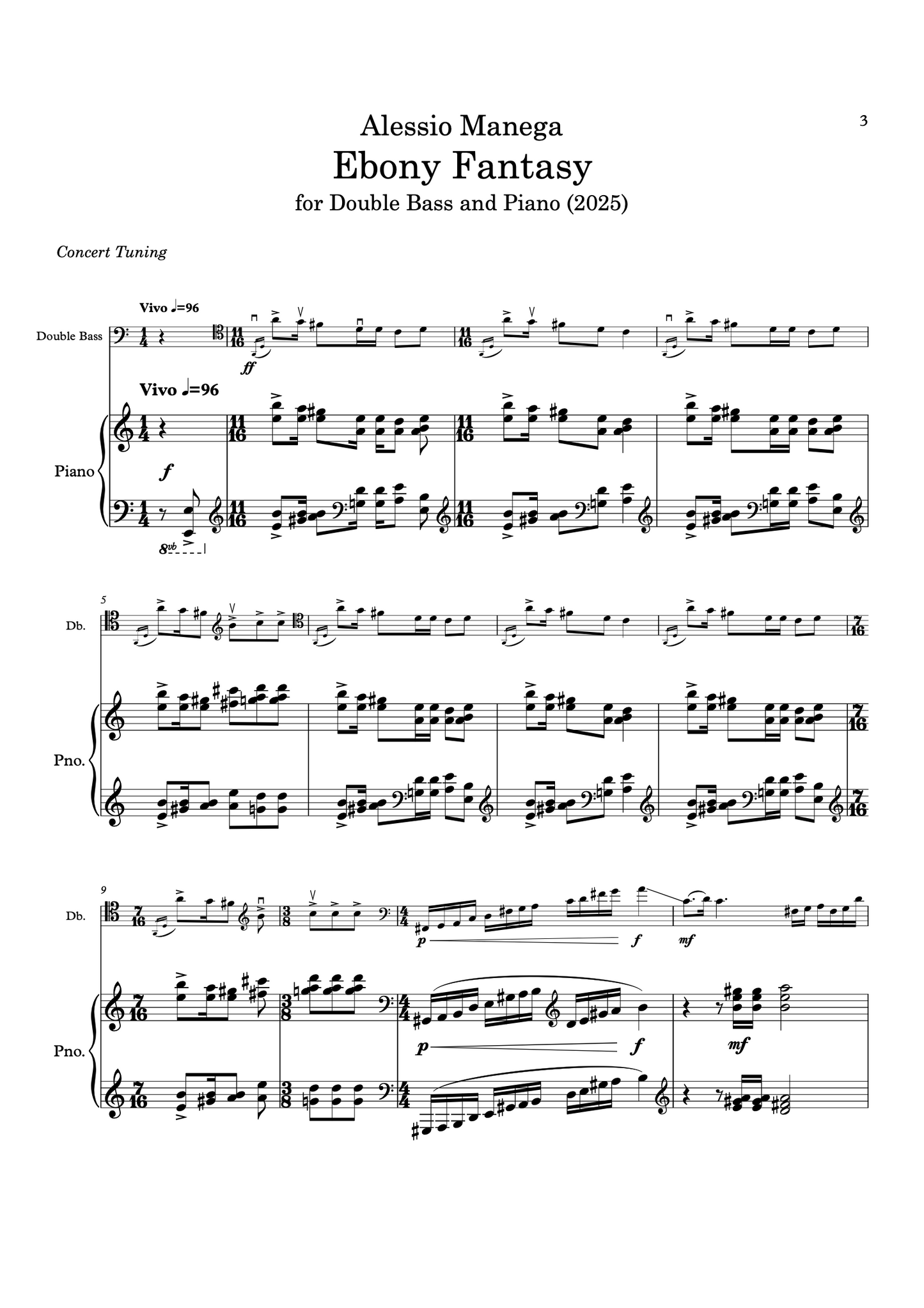 Alessio Manega: Ebony Fantasy for double bass and piano