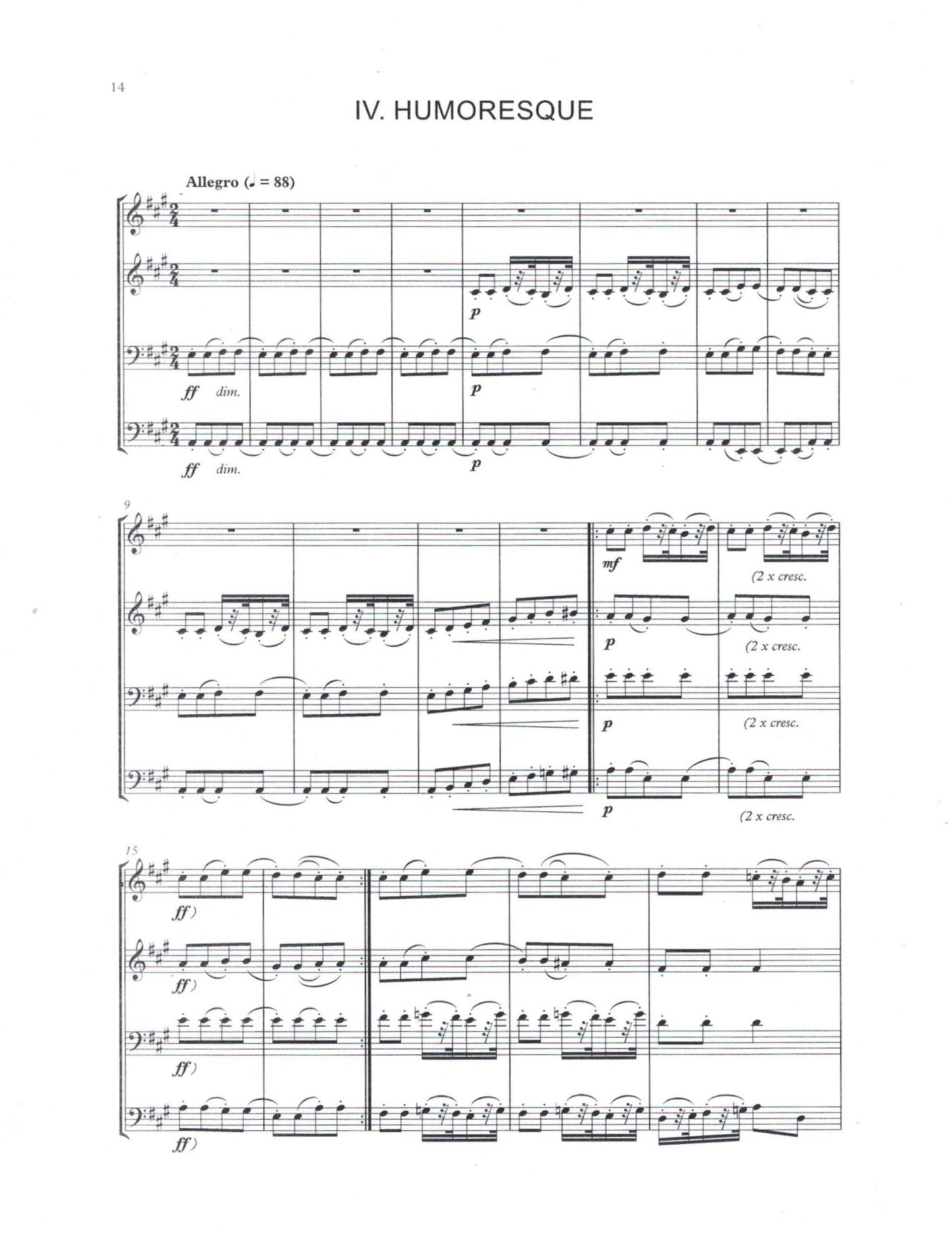 Th.A. Findeisen: Quartet Suite Op.26 for double bass quartet (ed. by David Heyes)