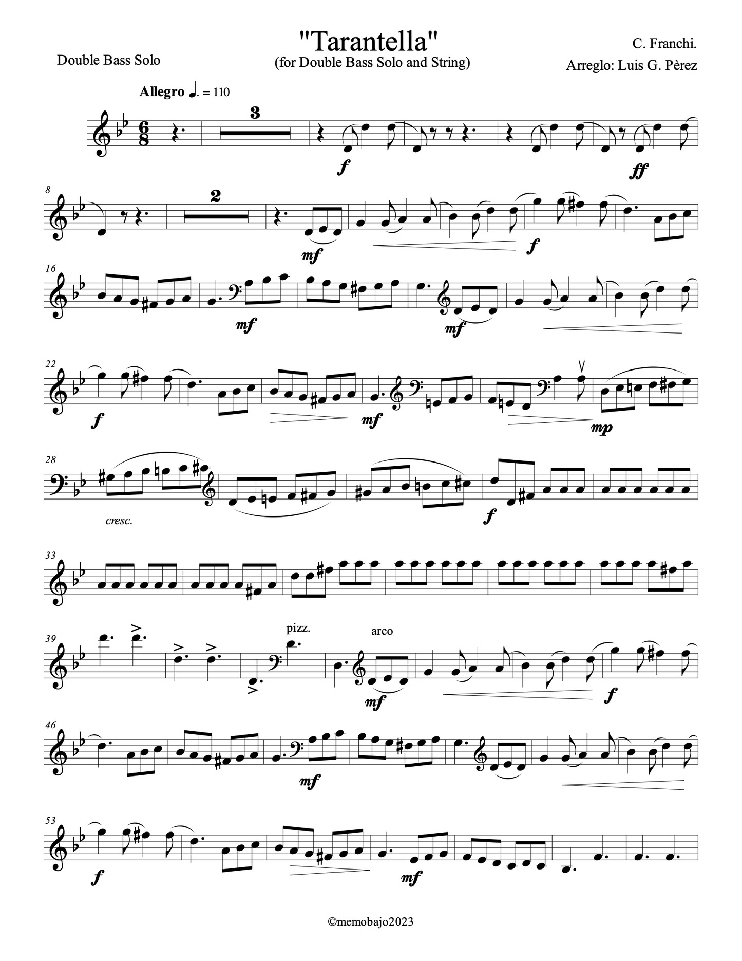 Carmine Franchi: Tarantella for solo double bass and strings