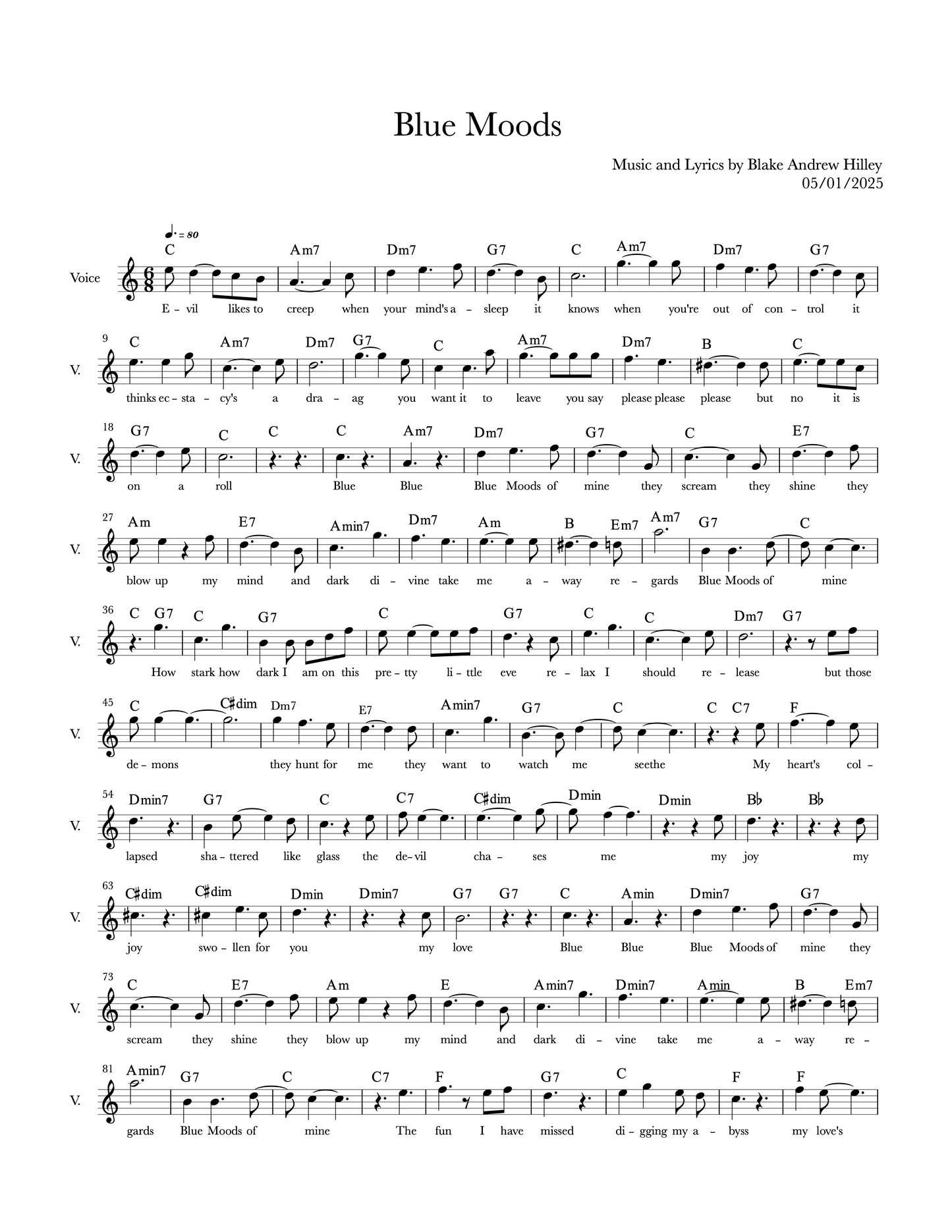 Blake Hilley: Blue Moods for double bass, voice, and guitar