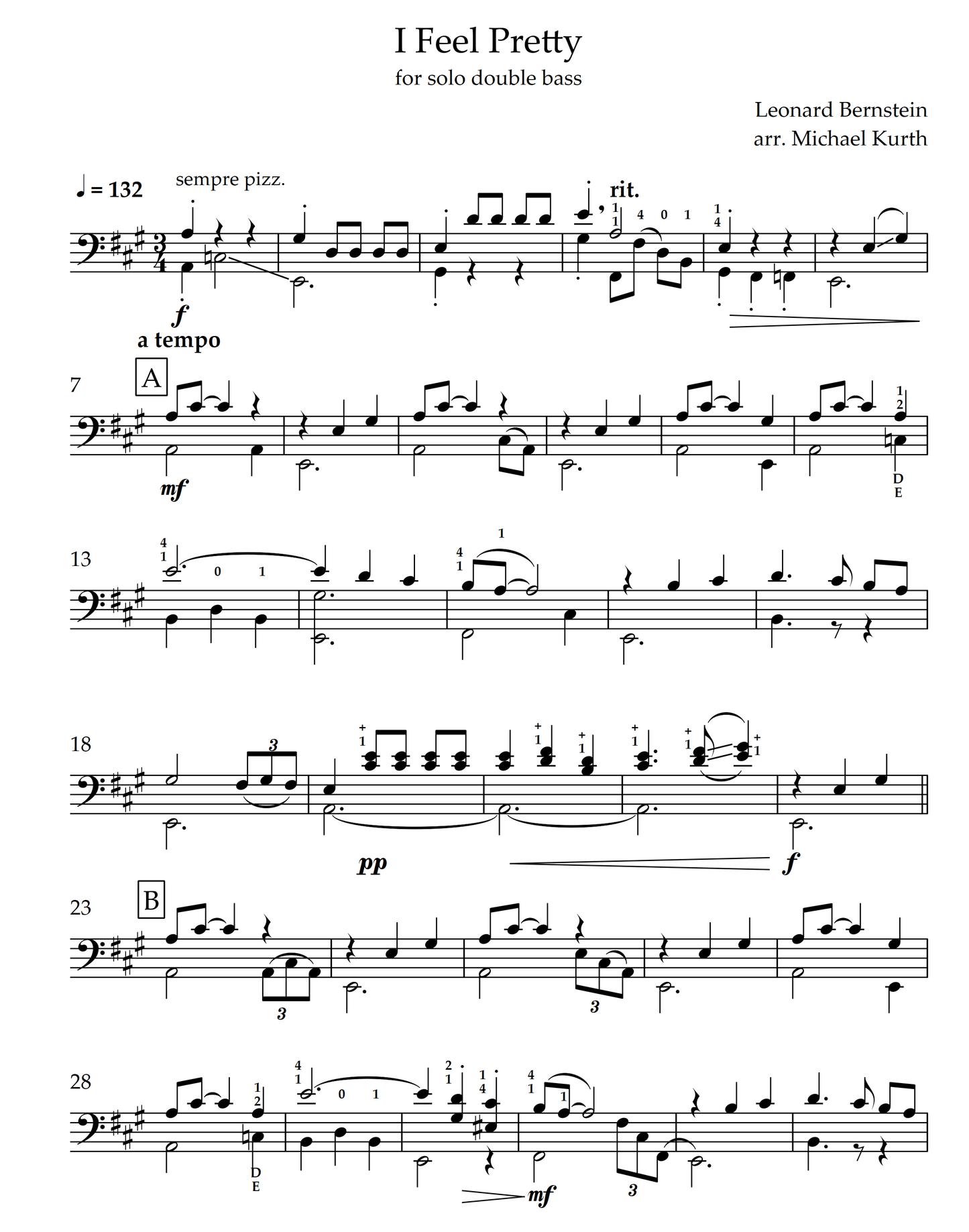Bernstein: "I Feel Pretty" from West Side Story, for solo double bass