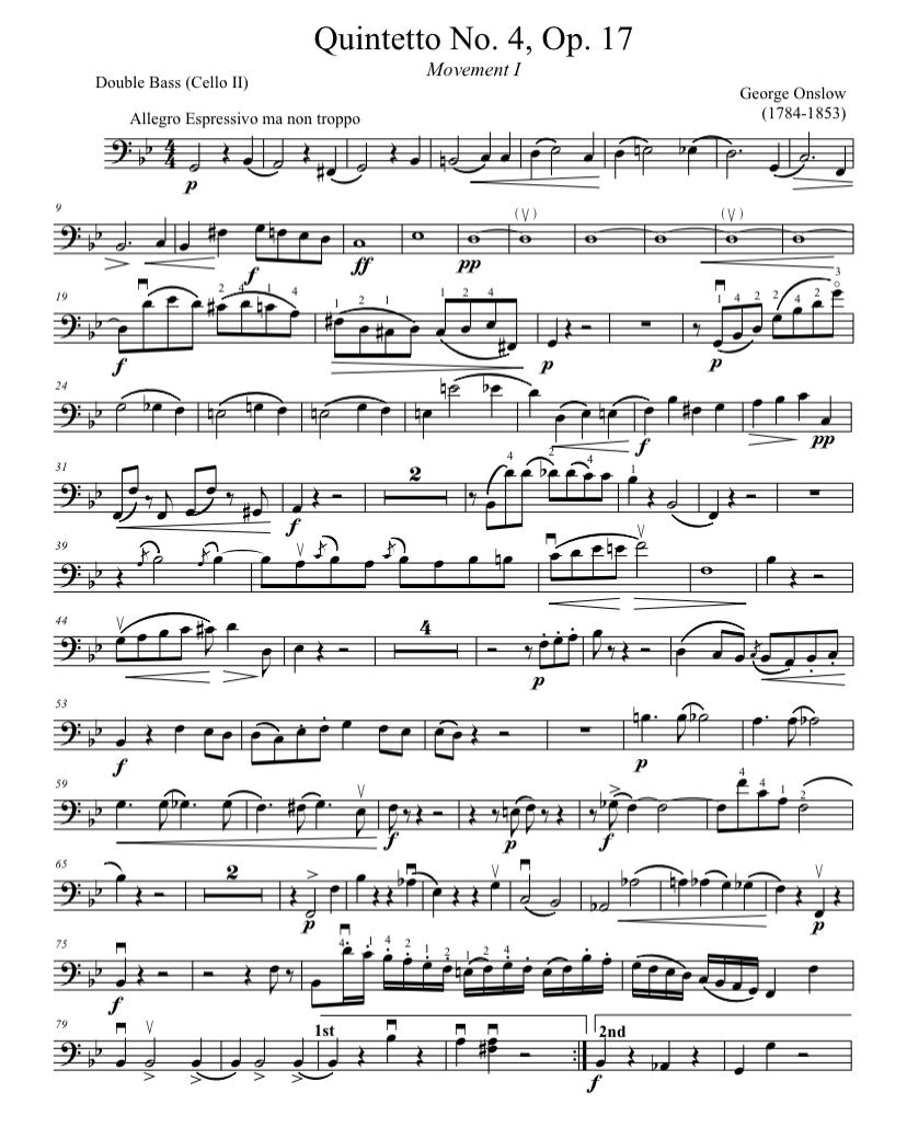 Double Bass Parts for String Quintets of the 18th and 19th Centuries (Michael Montgomery)