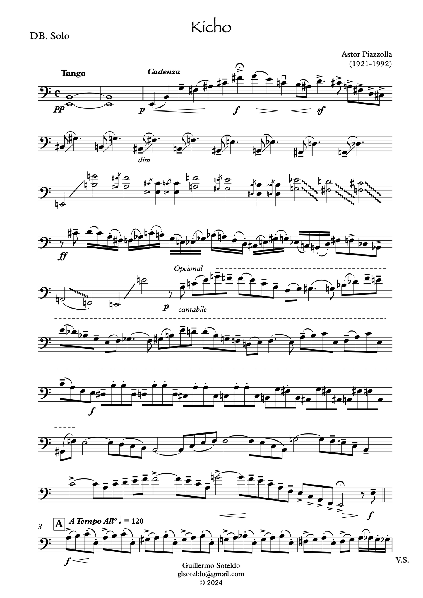 Piazzolla: KICHO for Double Bass & String Orchestra (Soteldo)