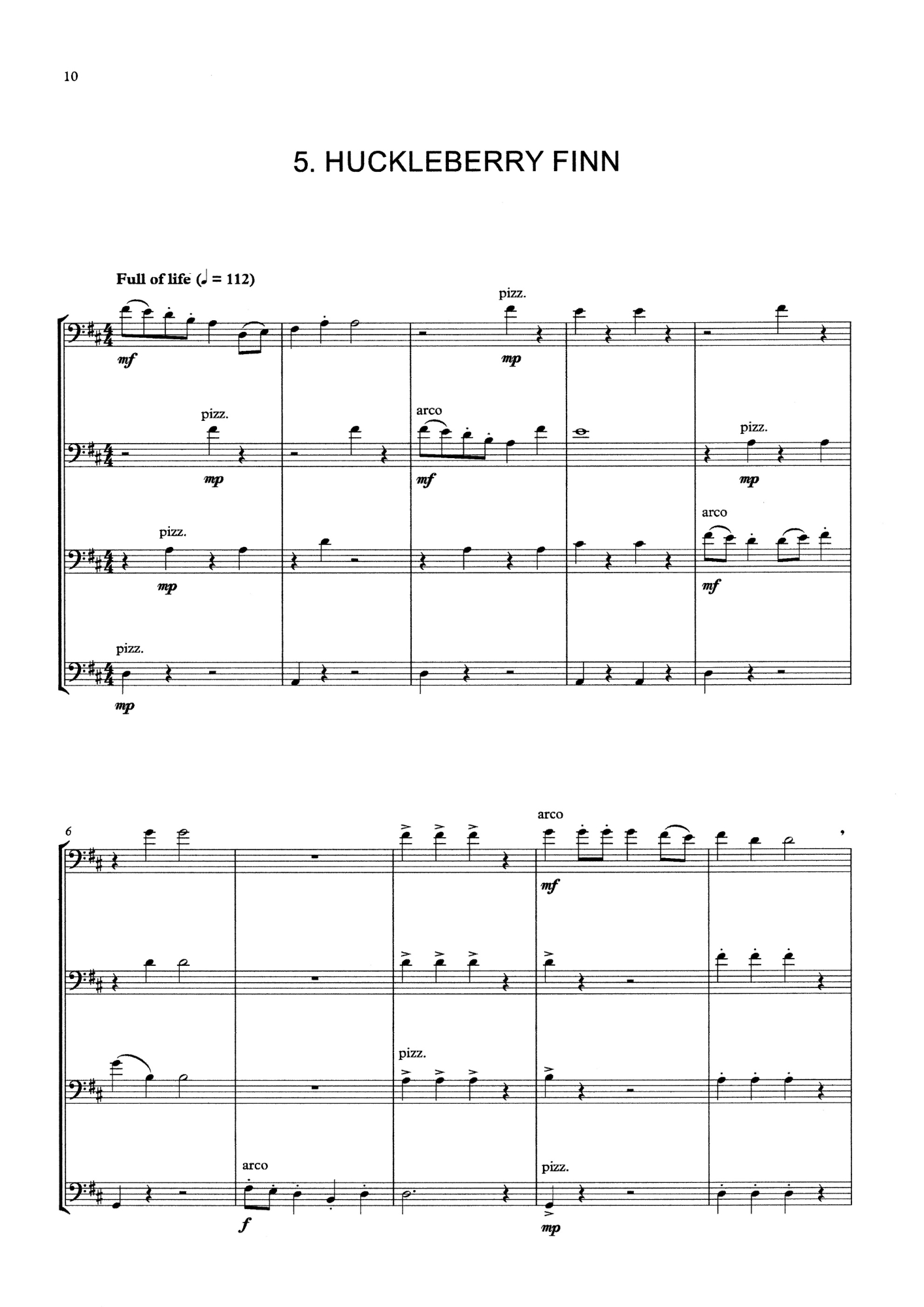 Michael Montgomery: The Adventures of Tom Sawyer for double bass quartet