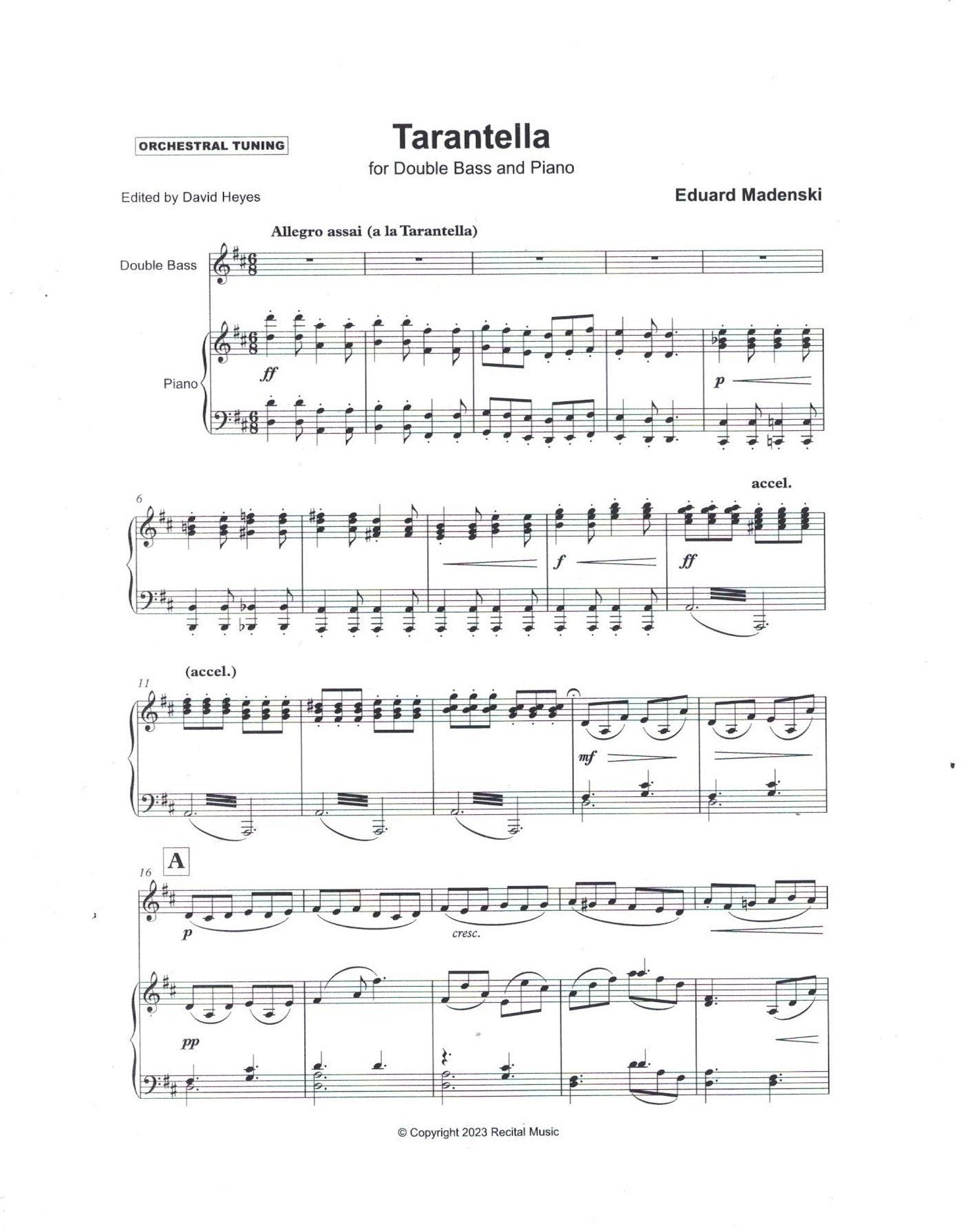 Eduard Madenski: Tarantella for double bass & piano