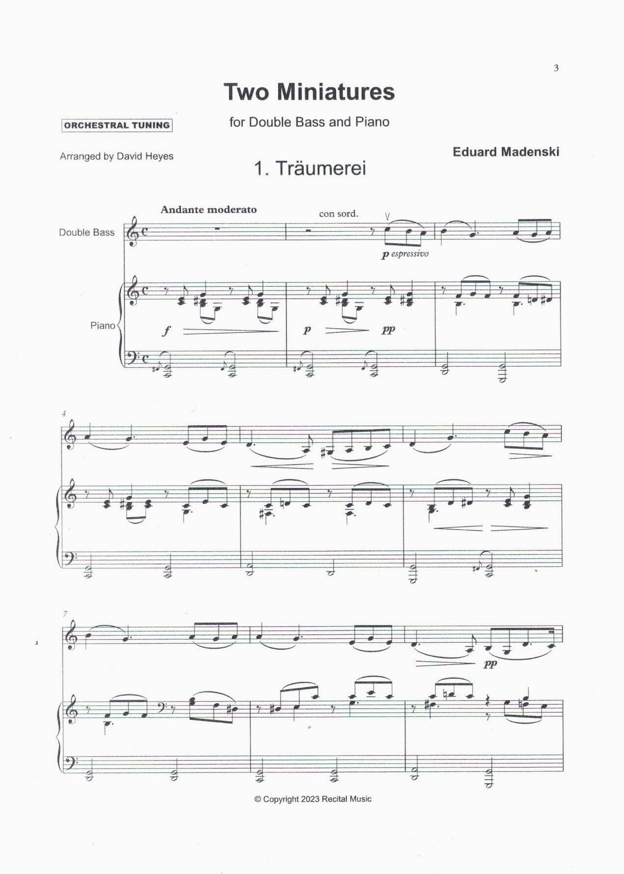 Eduard Madenski: Two Mininatures for double bass & piano