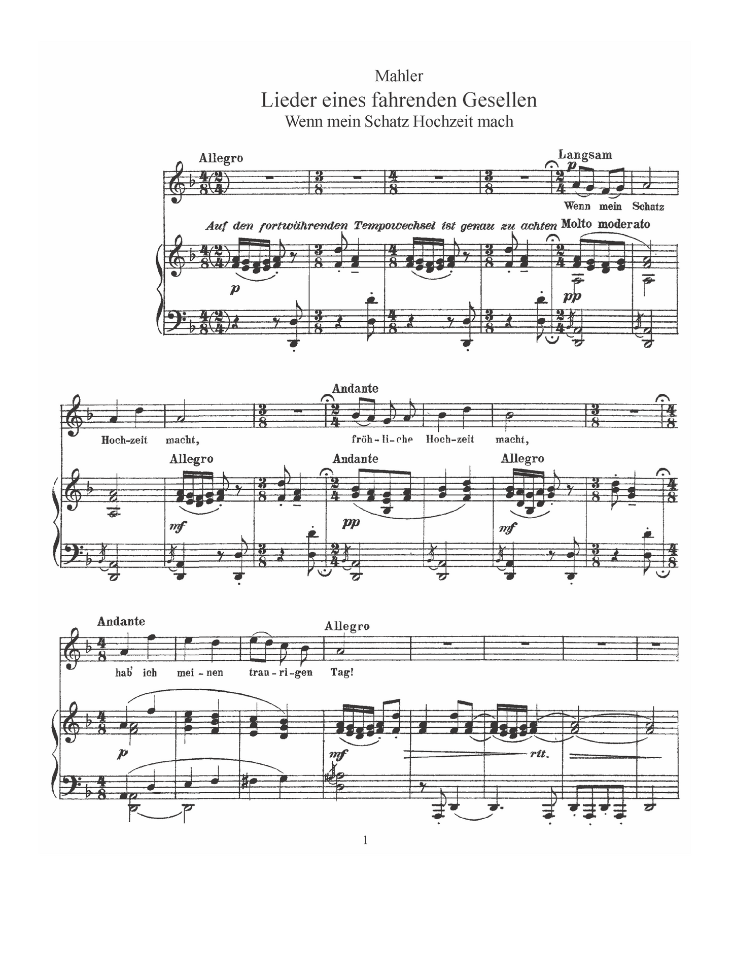 Mahler: Songs of the Wayfarer for double bass and piano (edited by Lucas Drew)