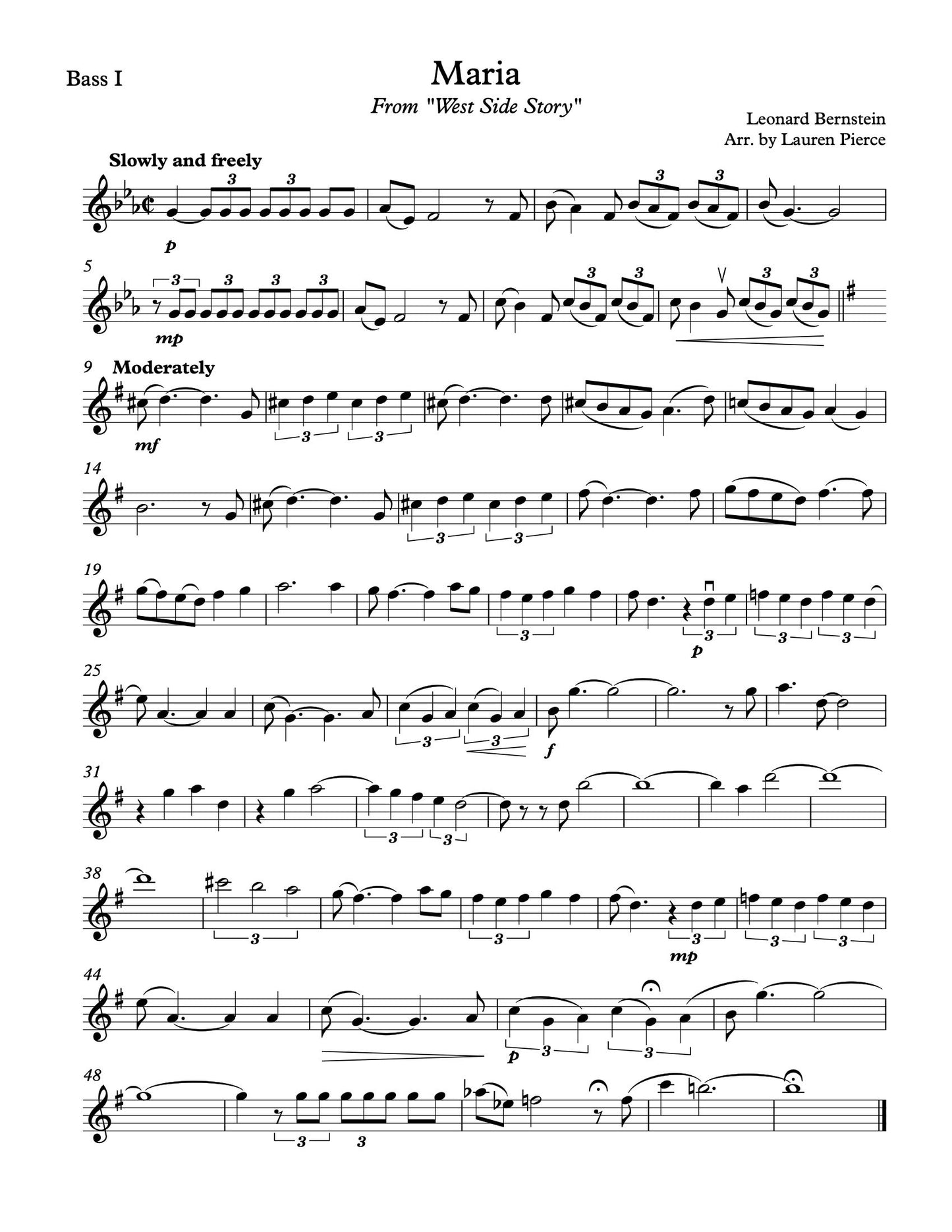 Bernstein: Maria (from 'West Side Story') for 4 Basses (arr. by Lauren Pierce)