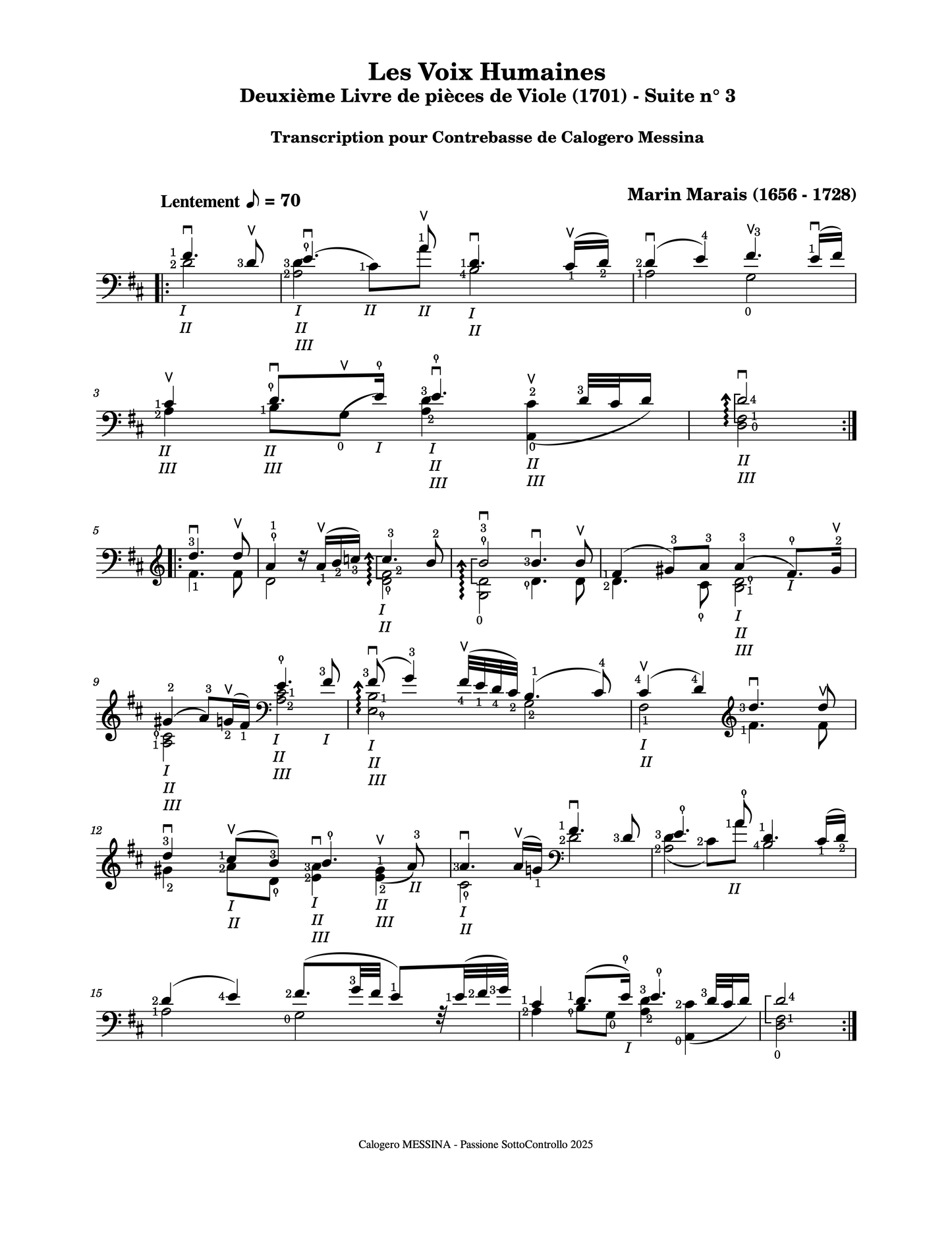 Marin Marais: Les Voix Humaines for solo double bass (arr. Calogero Messina)