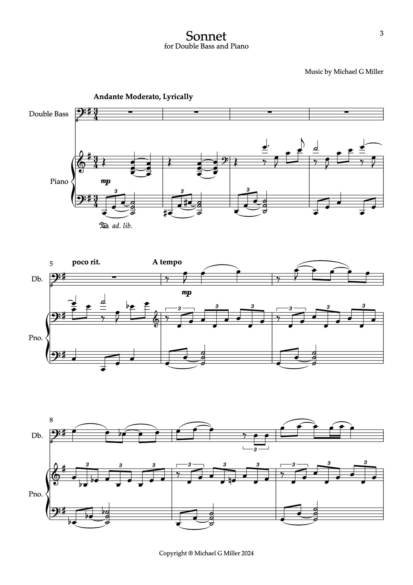 Michael Miller: Sonnet for double bass and piano