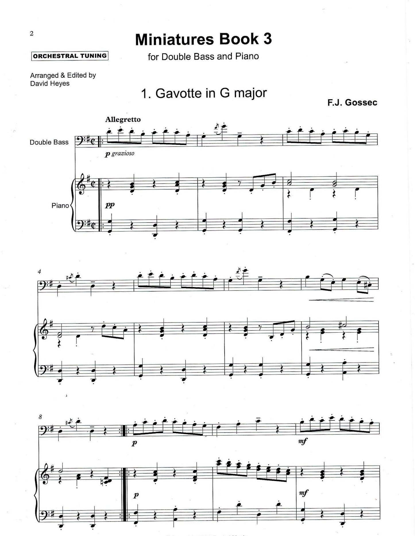 Miniatures Book 3 for double bass & piano (edited by David Heyes)